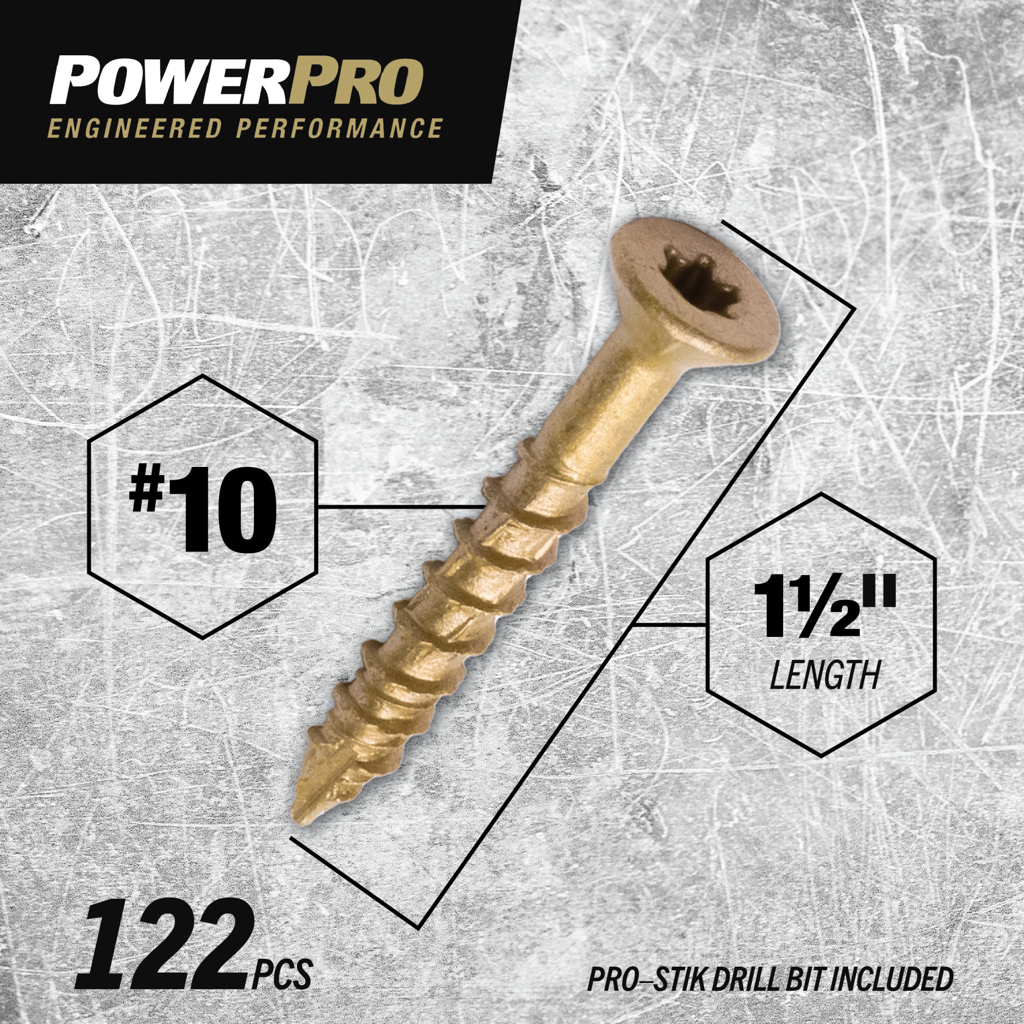 Power Pro ONE Flat Exterior Bronze Multi-Material Screws (#10 x 1-1/2 in.) - 122 pc