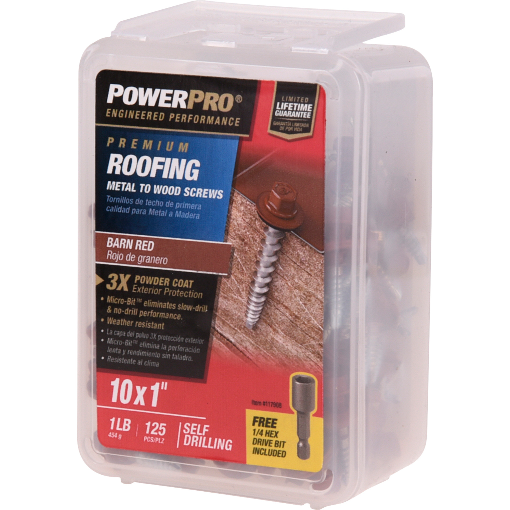 Power Pro Red Self Drilling Metal-to-Wood Roofing Screws (#10 x 1 in.) - 125 pc