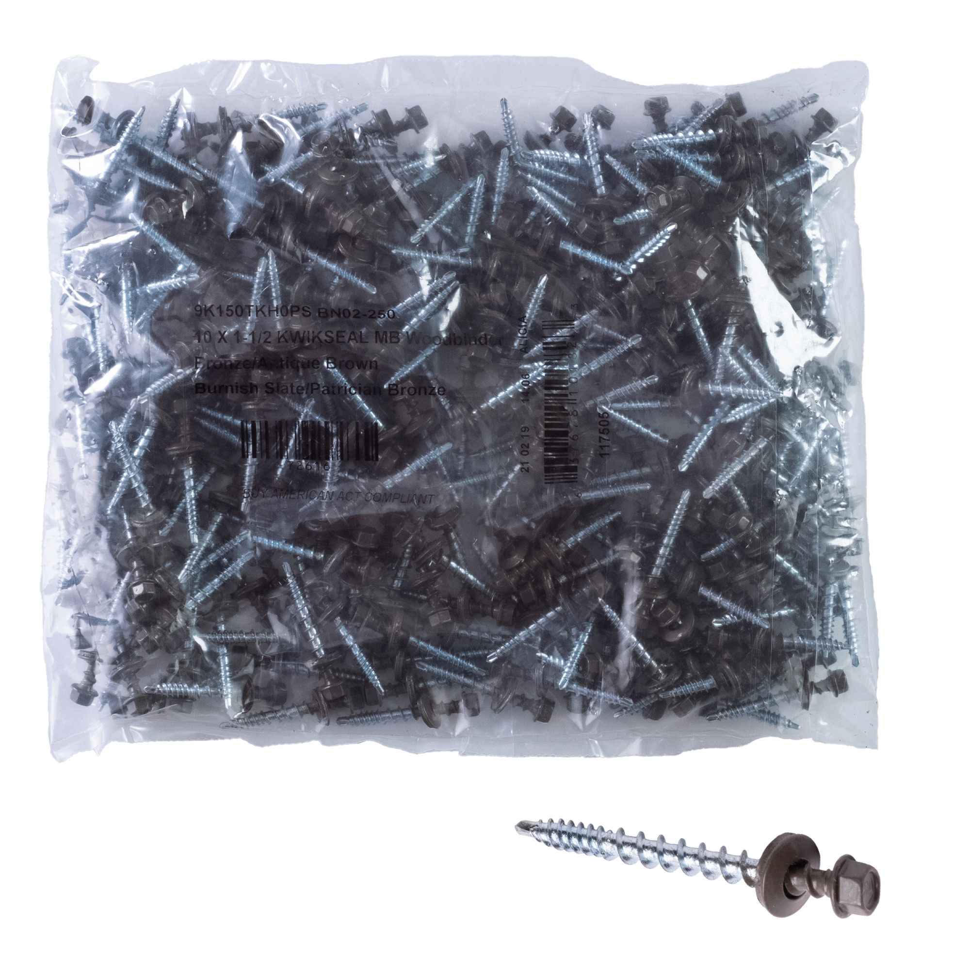 Power Pro Bronze Self Drilling Metal-to-Wood Roofing Screws (#10 x 1-1/2 in.)-250pc