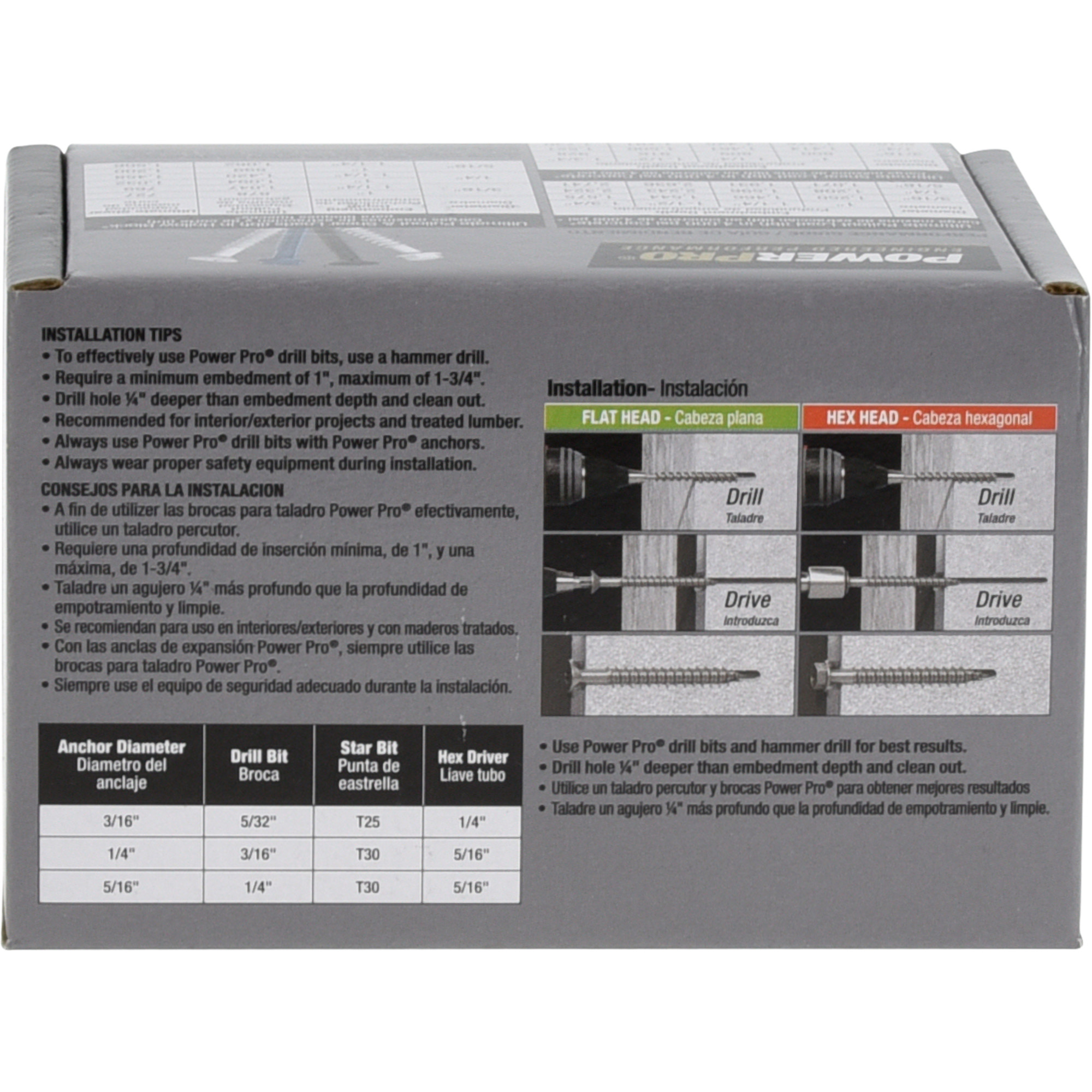 Power Pro White Hex Washer-Head Concrete Screw Anchor (1/4 in. x 2-3/4 in.) - 100 pc