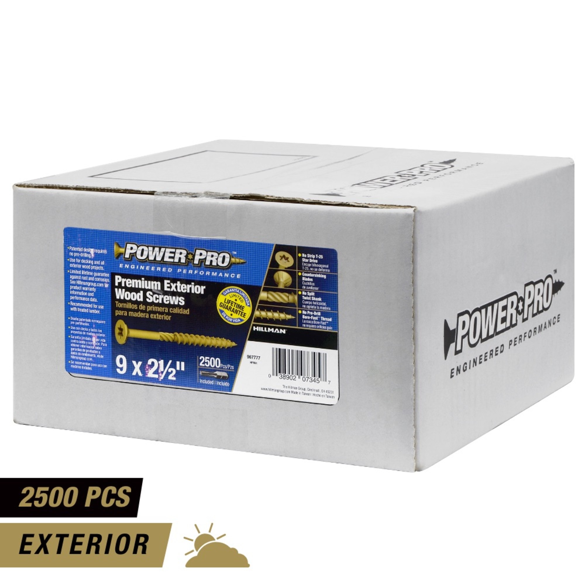 Power Pro Premium Bronze Exterior Wood Screws (#9 x 2-1/2 in.) - 2500 pc