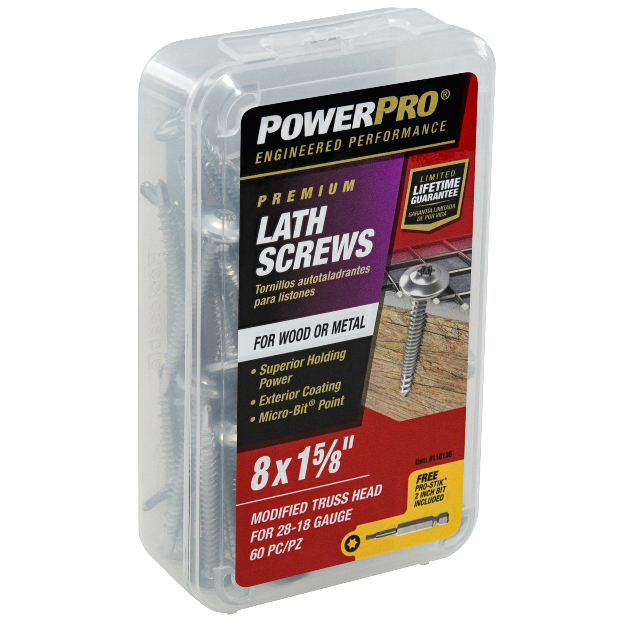 Power Pro Stainless Steel Truss-Head Lath Screws (#8 x 1-5/8 in.) - 1lb Box