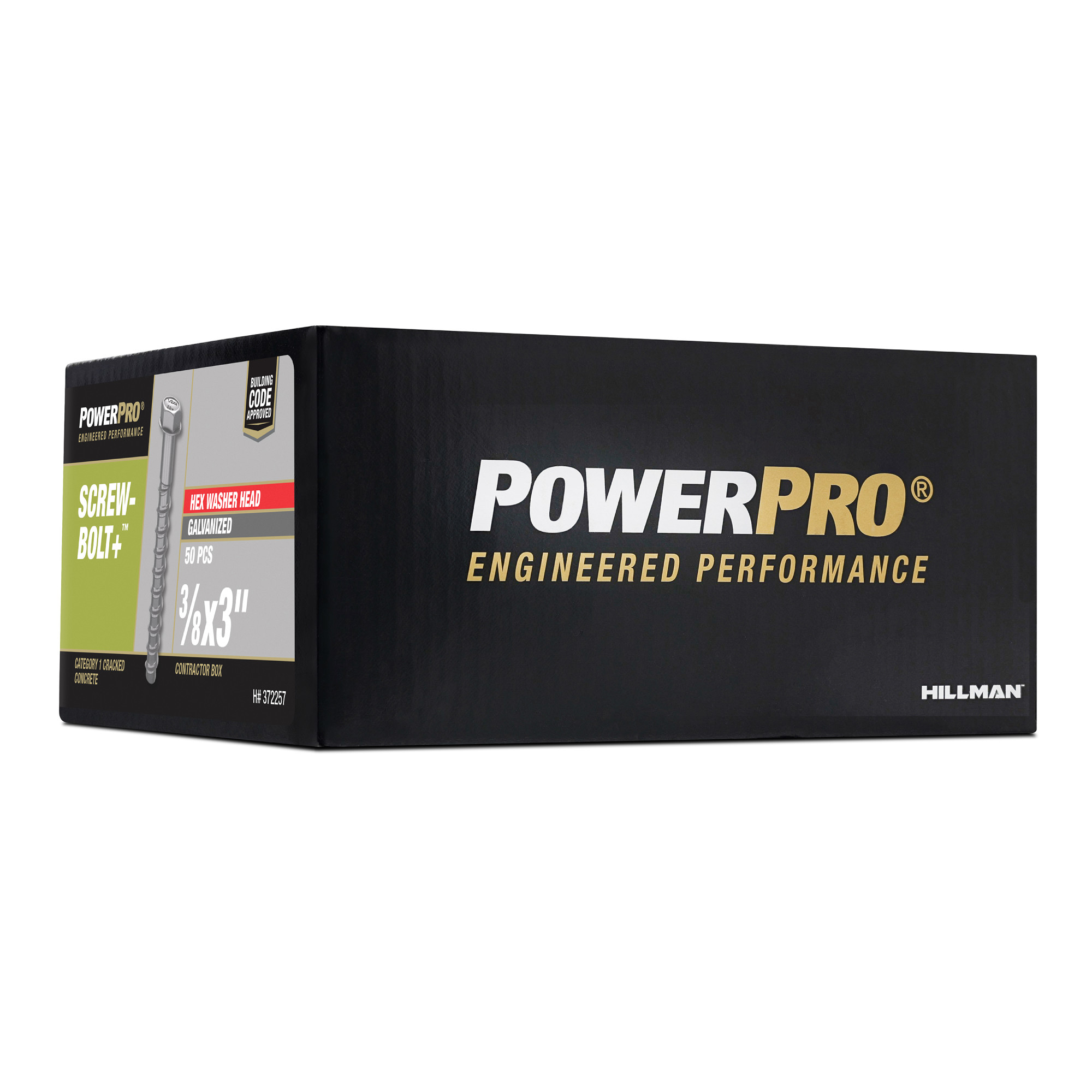 Power Pro Galvanized Hex Washer Head Screw-Bolt+ Anchors (3/8 in. x 3 in.) - 50 pc