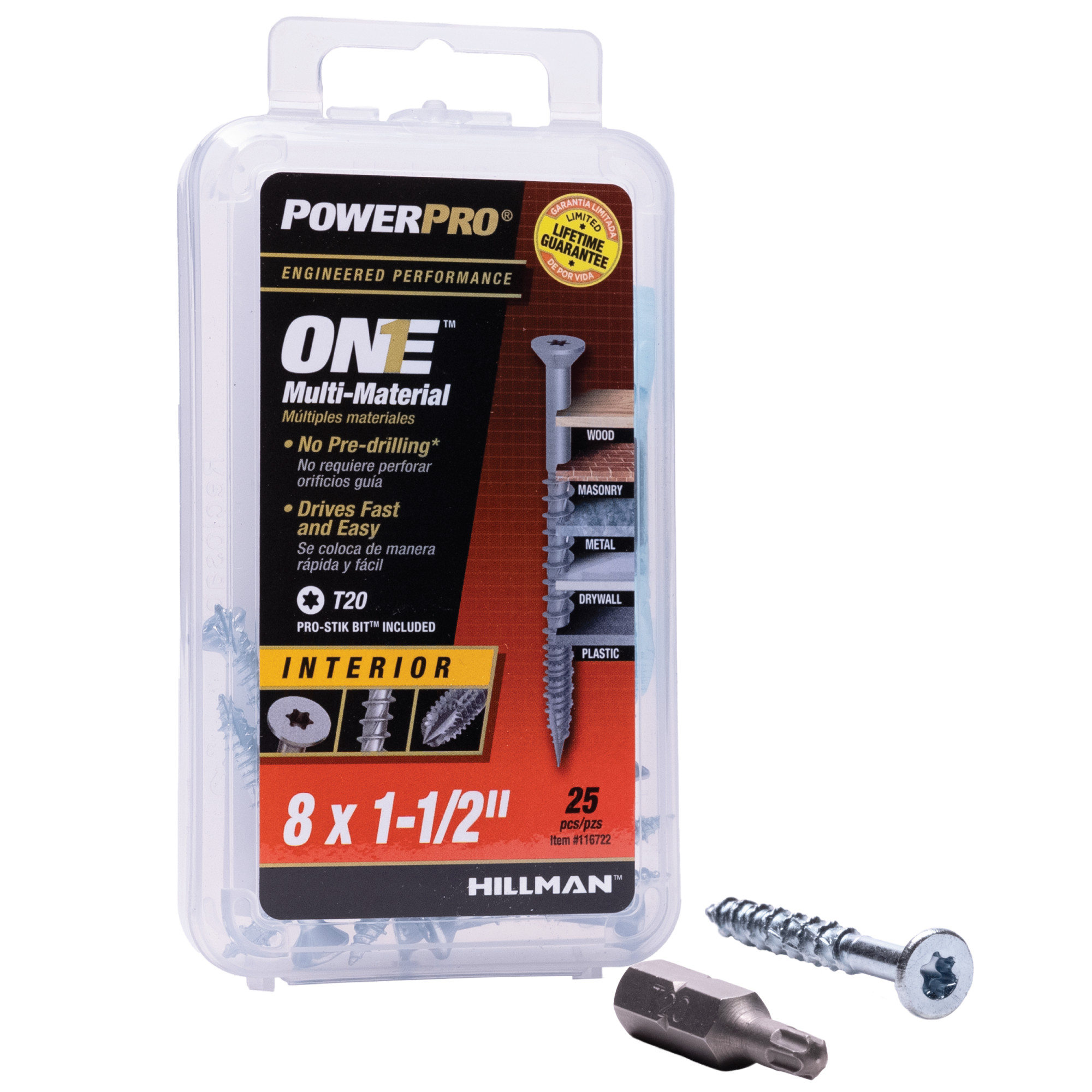 Power Pro ONE Flat Interior Zinc Multi-Material Screws (#8 x 1-1/2 in.) - 25 pc