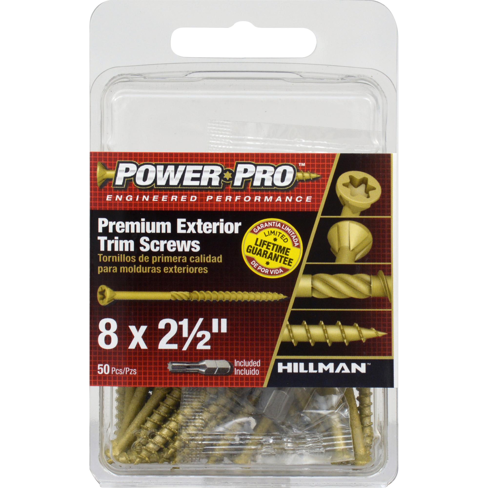 Power Pro Premium Bronze Exterior Trim Screws (#8 x 2-1/2 in.) - 50 pc
