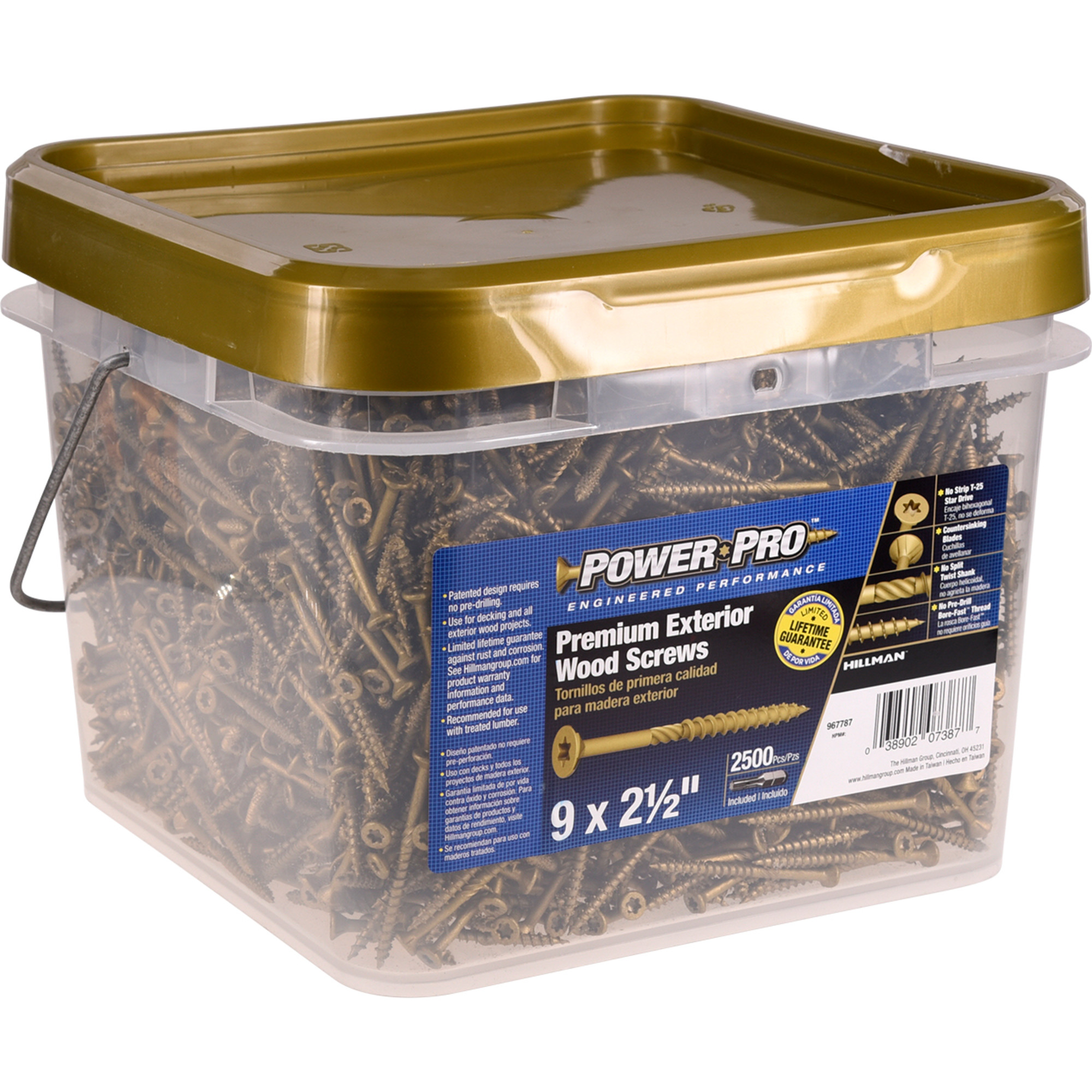 Power Pro Premium Bronze Exterior Wood Screws (#9 x 2-1/2 in.) - 2500 pc