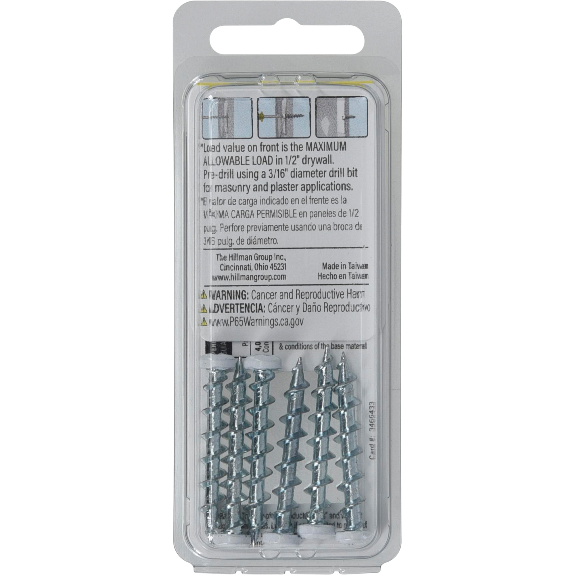 Hillman Borefast White Phillips Pan-Head Screw Anchor (1-1/2 in.) - 6 pc