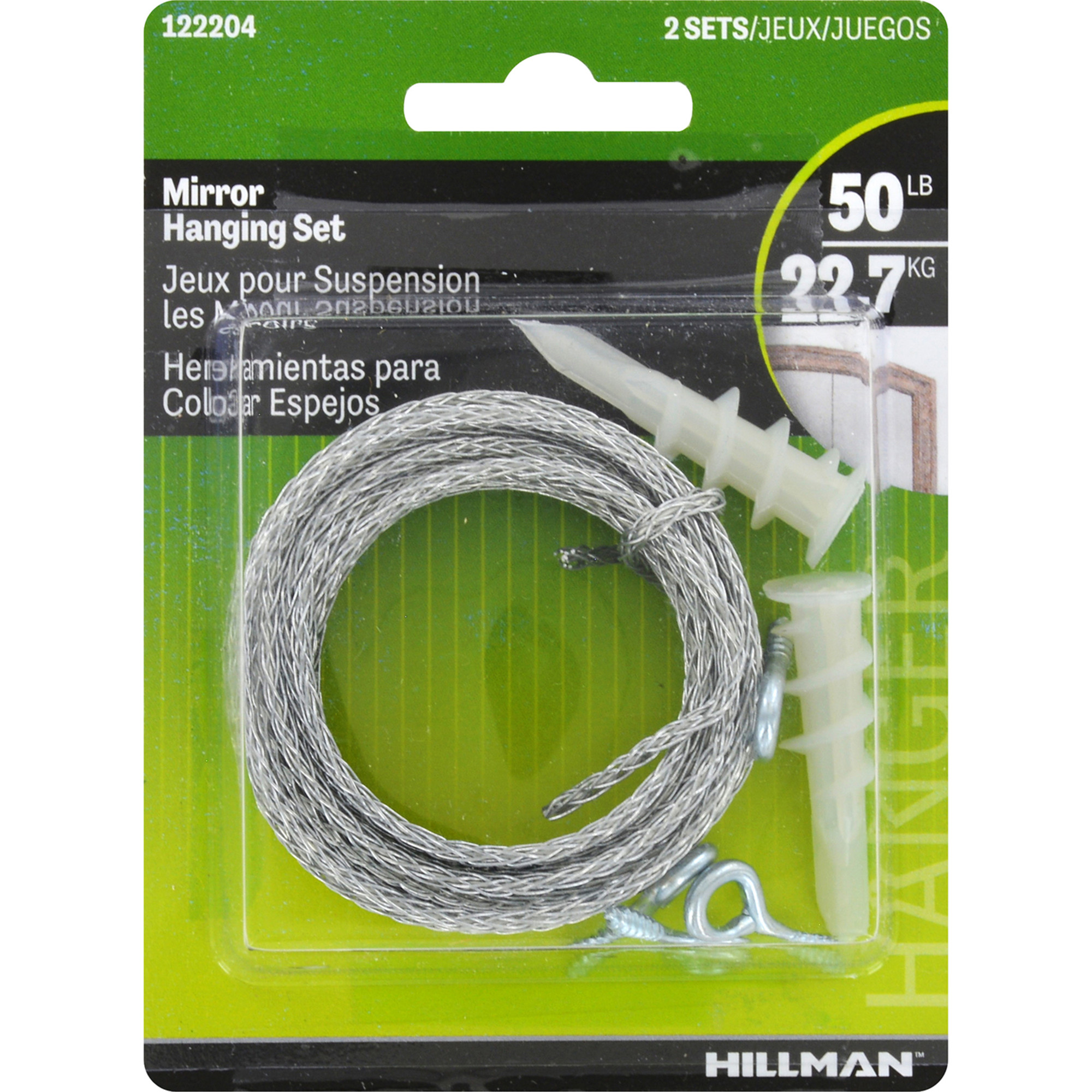 Hillman Mirror Hanging Kit with Anchors 50lb (2 Sets) 7 Piece