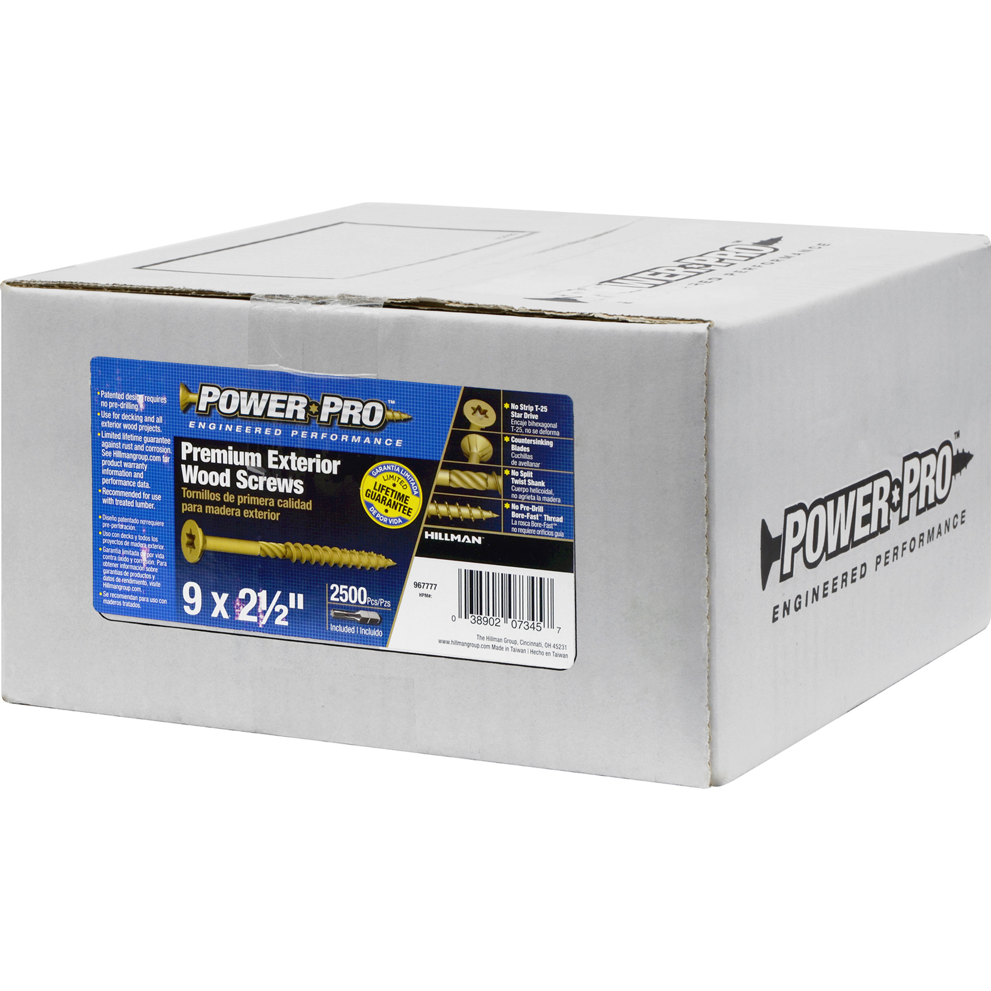 Power Pro Premium Bronze Exterior Wood Screws (#9 x 2-1/2 in.) - 2500 pc