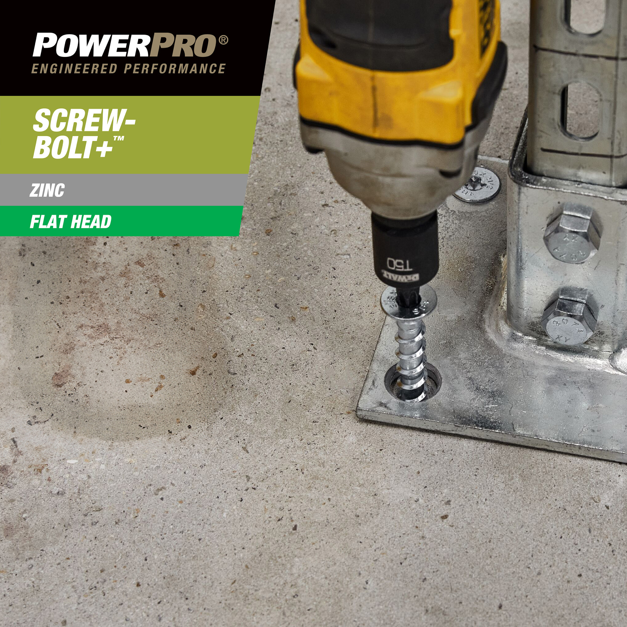 Power Pro Zinc Flat Head Screw-Bolt+ Anchors (1/2 in. x 5 in.) - 10 pc