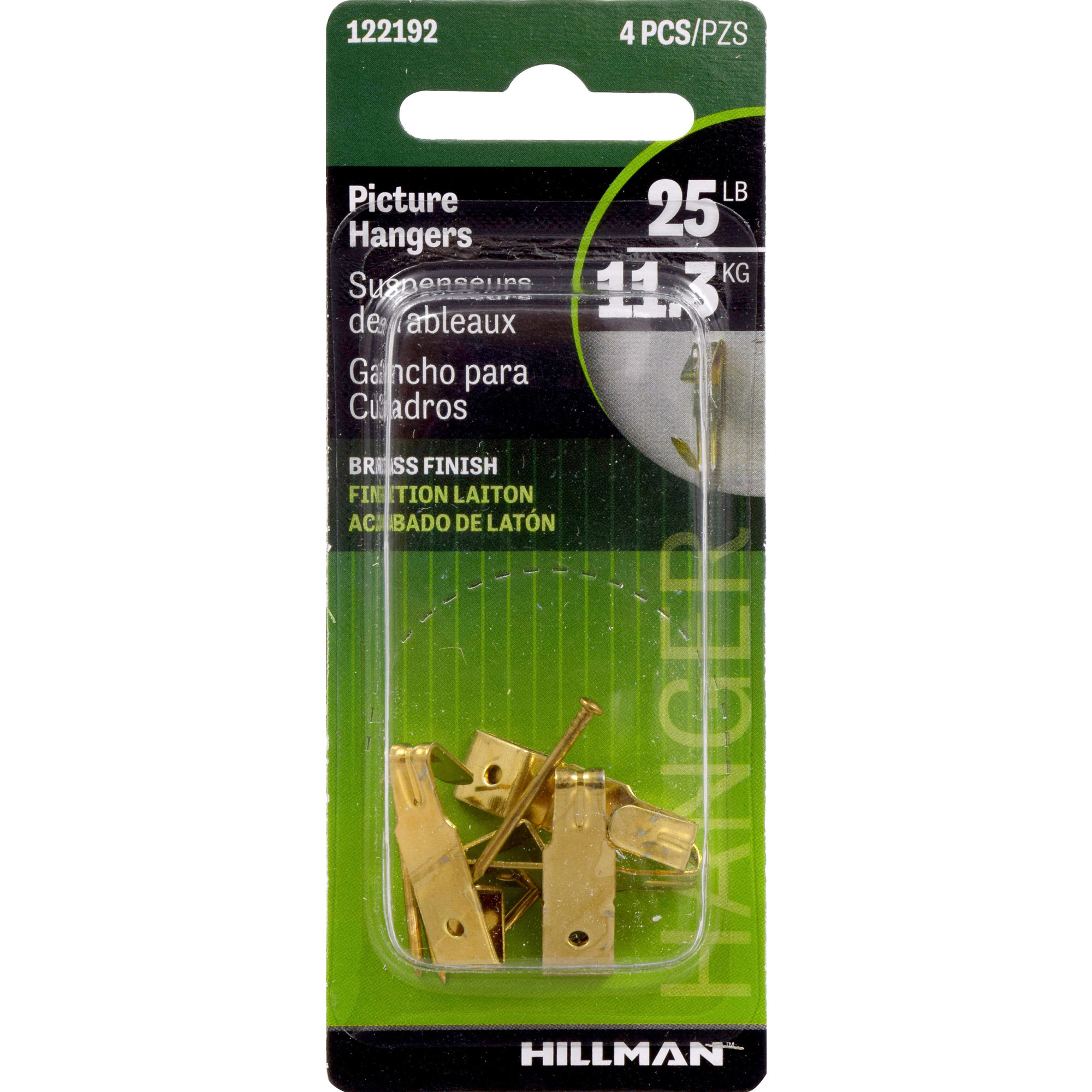 Hillman Professional Picture Hangers Brass 25lb 4 Pack