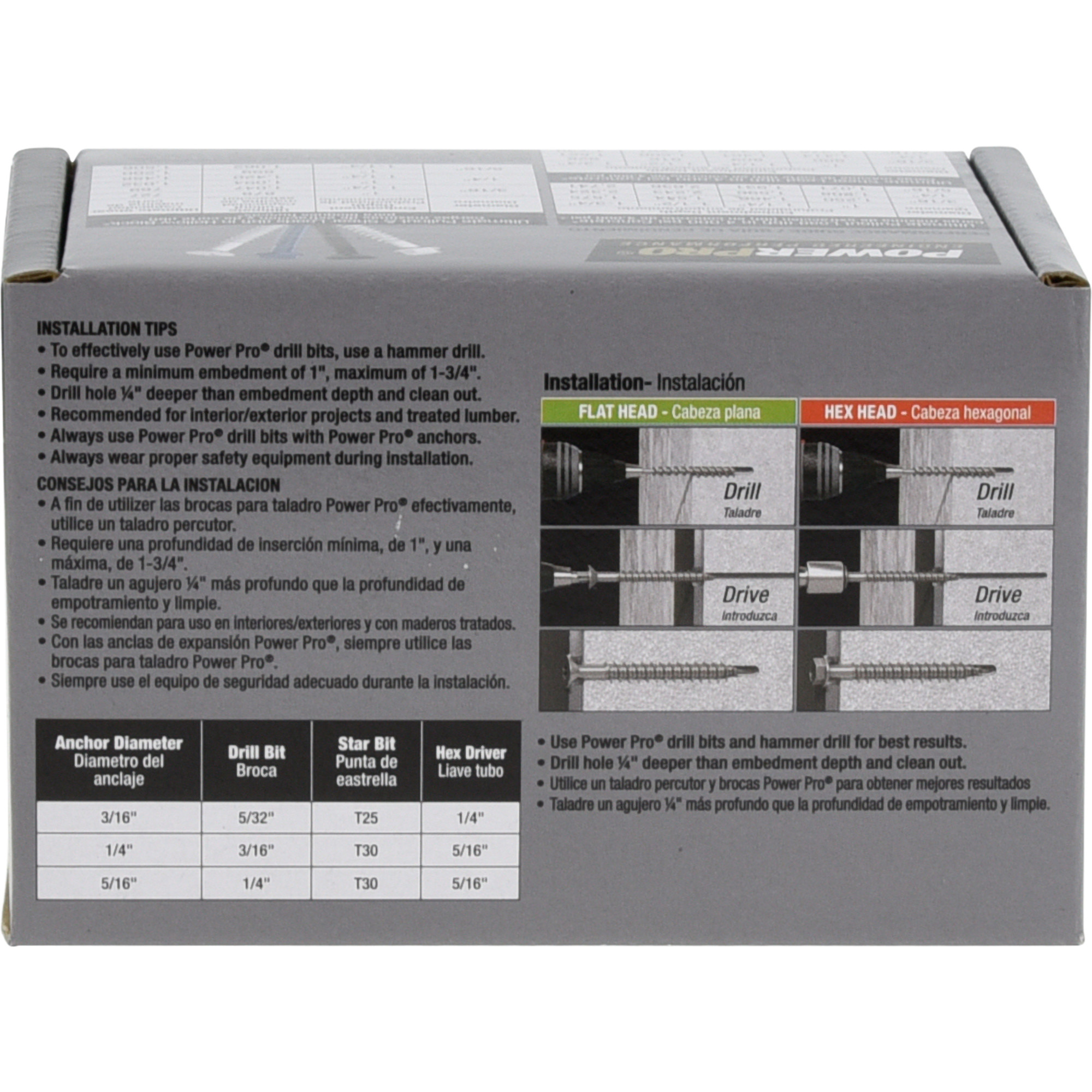 Power Pro Blue Flat-Head Concrete Screw Anchor (3/16 in. x 3-3/4 in.) - 100 pc