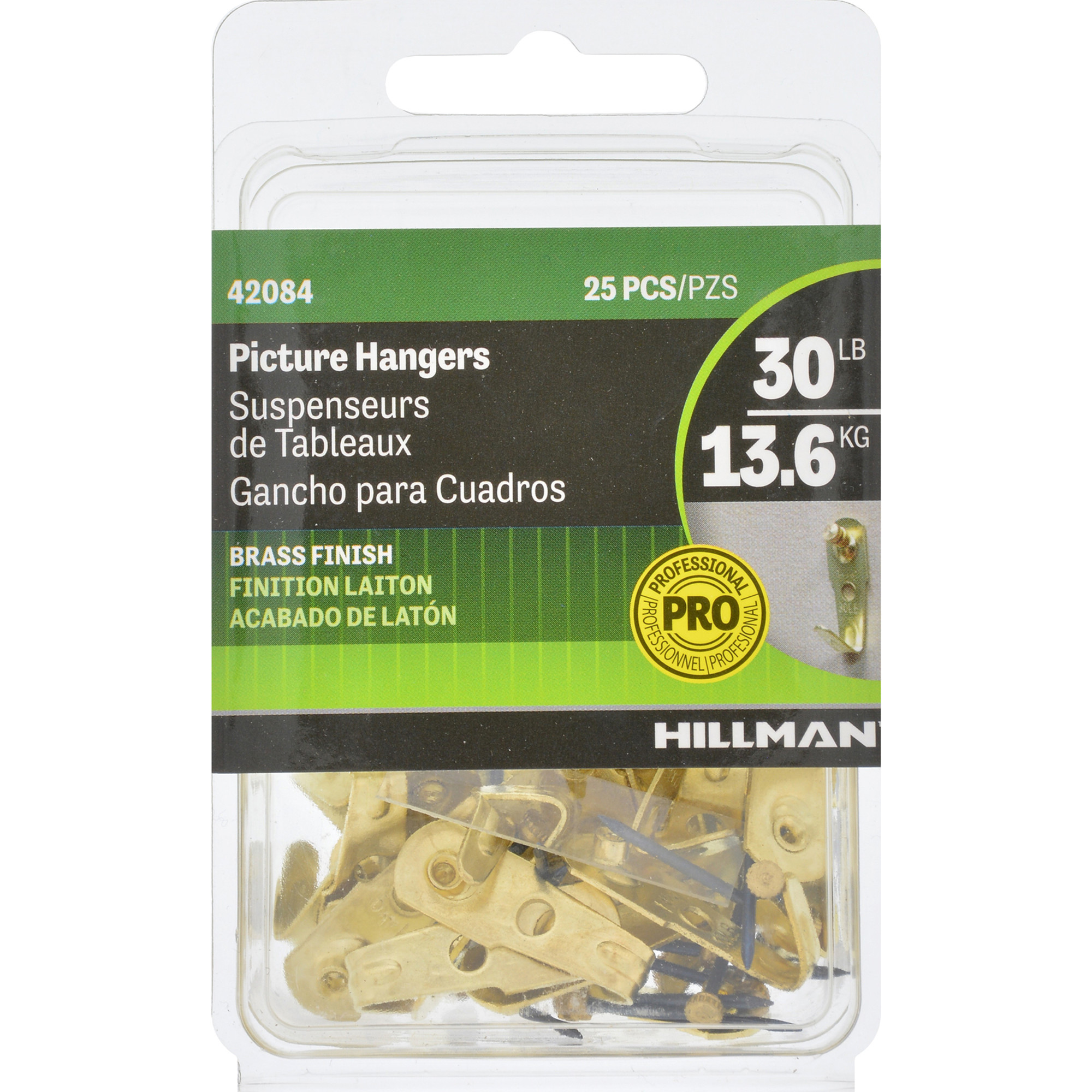 Hillman Professional Picture Hangers Brass 30lb 25 Pack