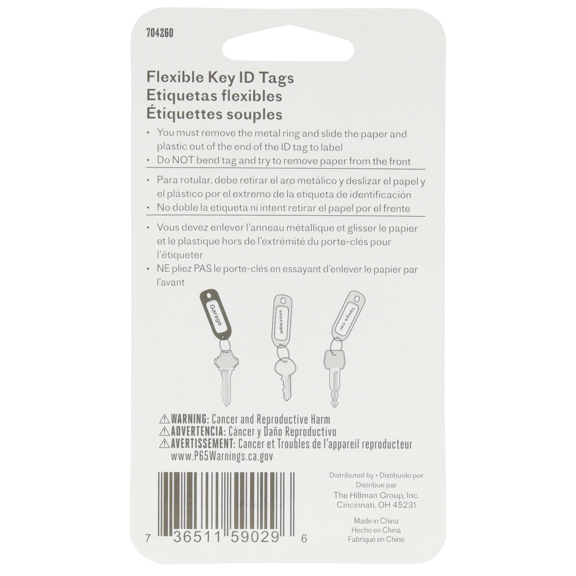 Hillman Flexible ID Tag with Ring 3 Pack