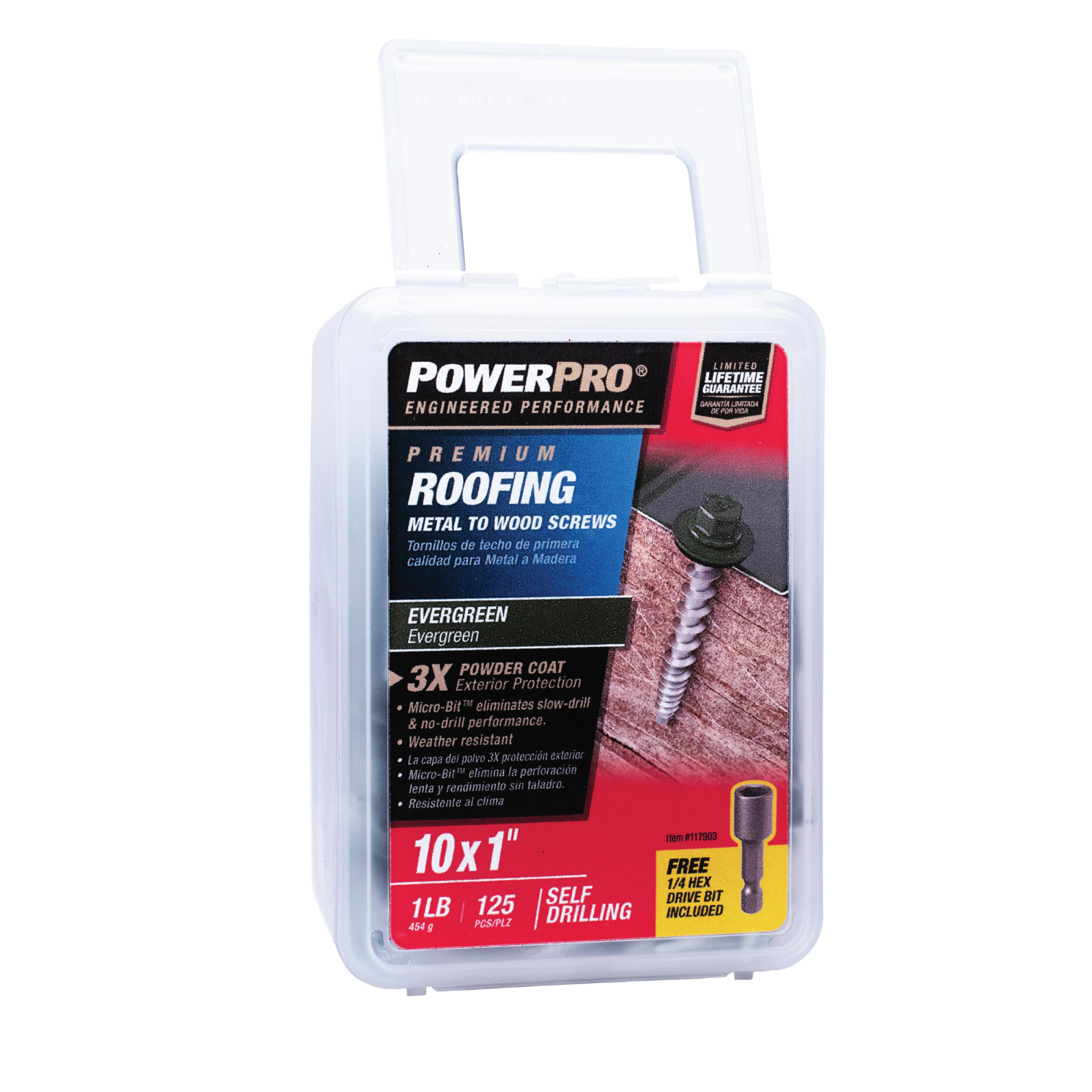 Power Pro Green Self Drilling Metal-to-Wood Roofing Screws (#10 x 1 in.) - 125 pc