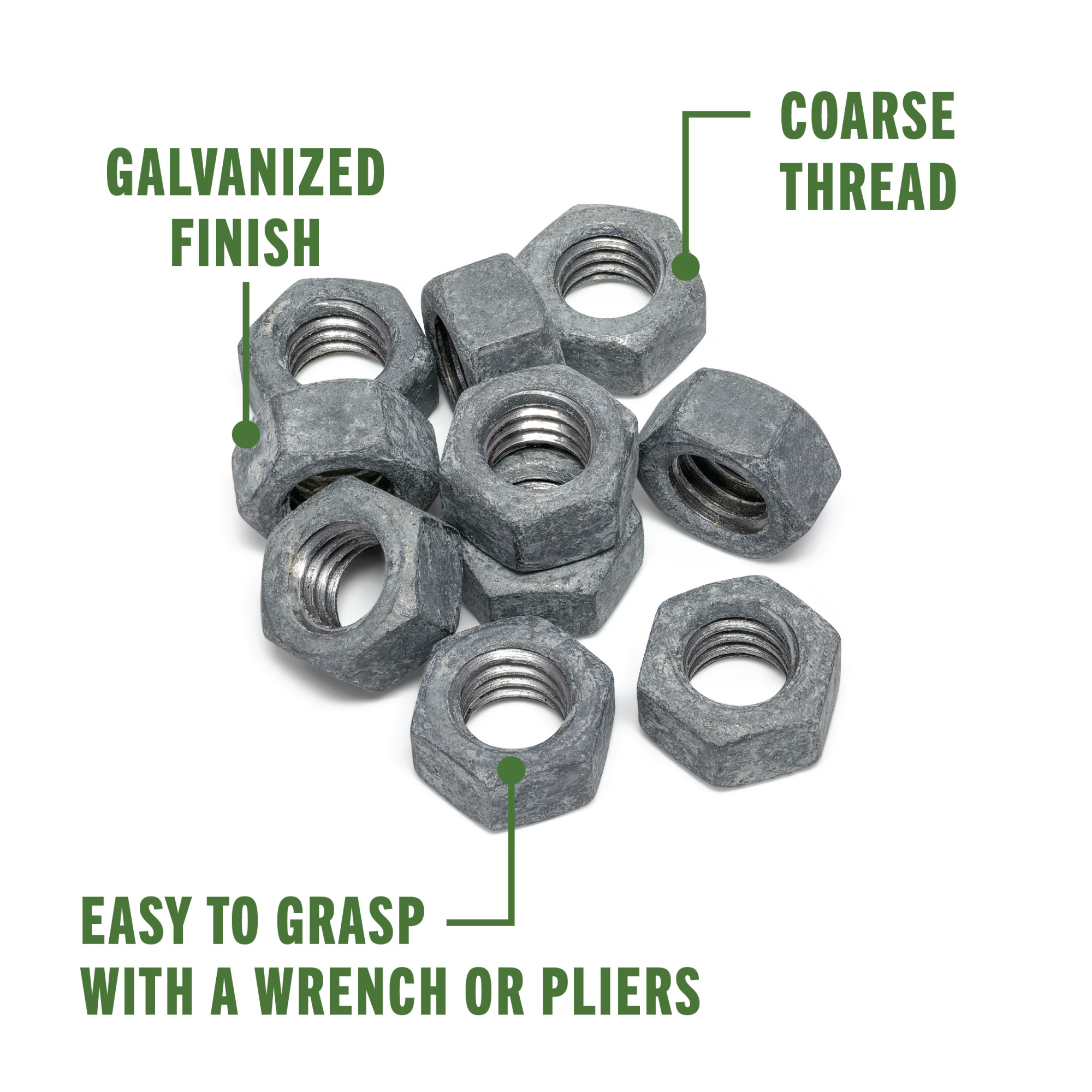 Hillman Coarse Galvanized Hex Nuts 5/16 in.-18