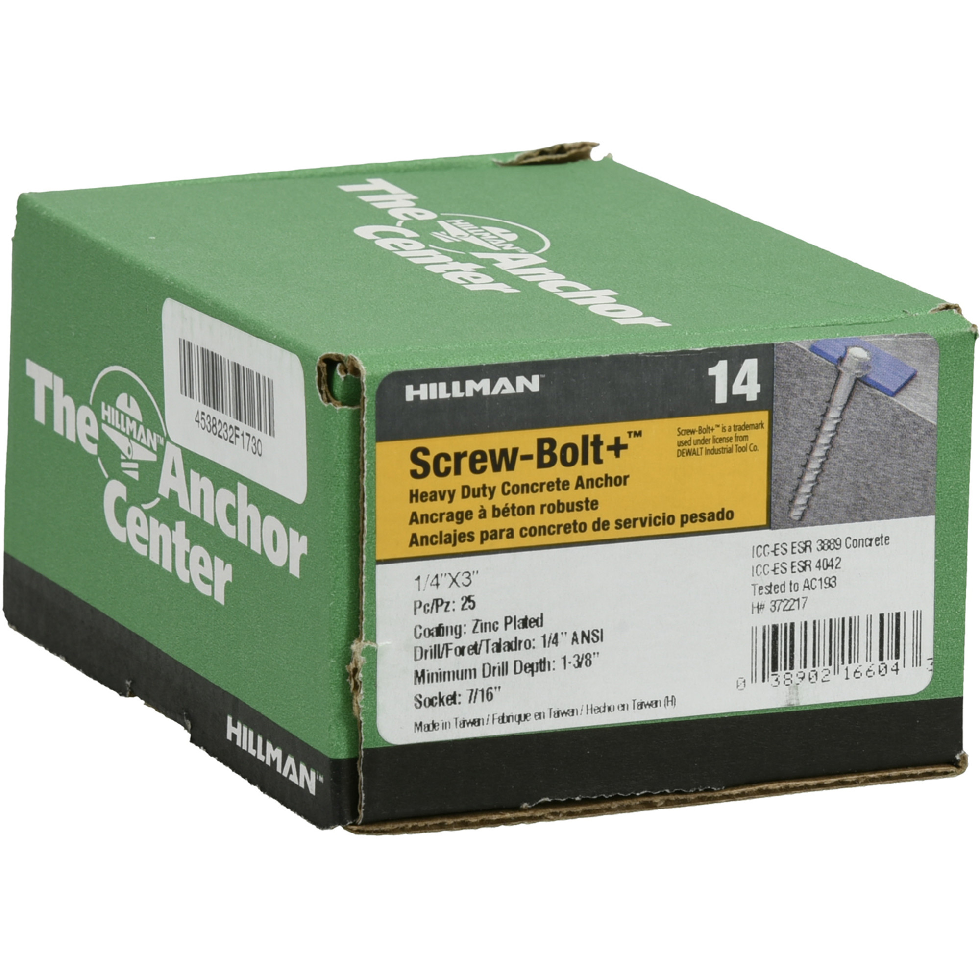 Hillman Screw-Bolt+ Anchor (1/4 in. x 3 in.) - 25 pc