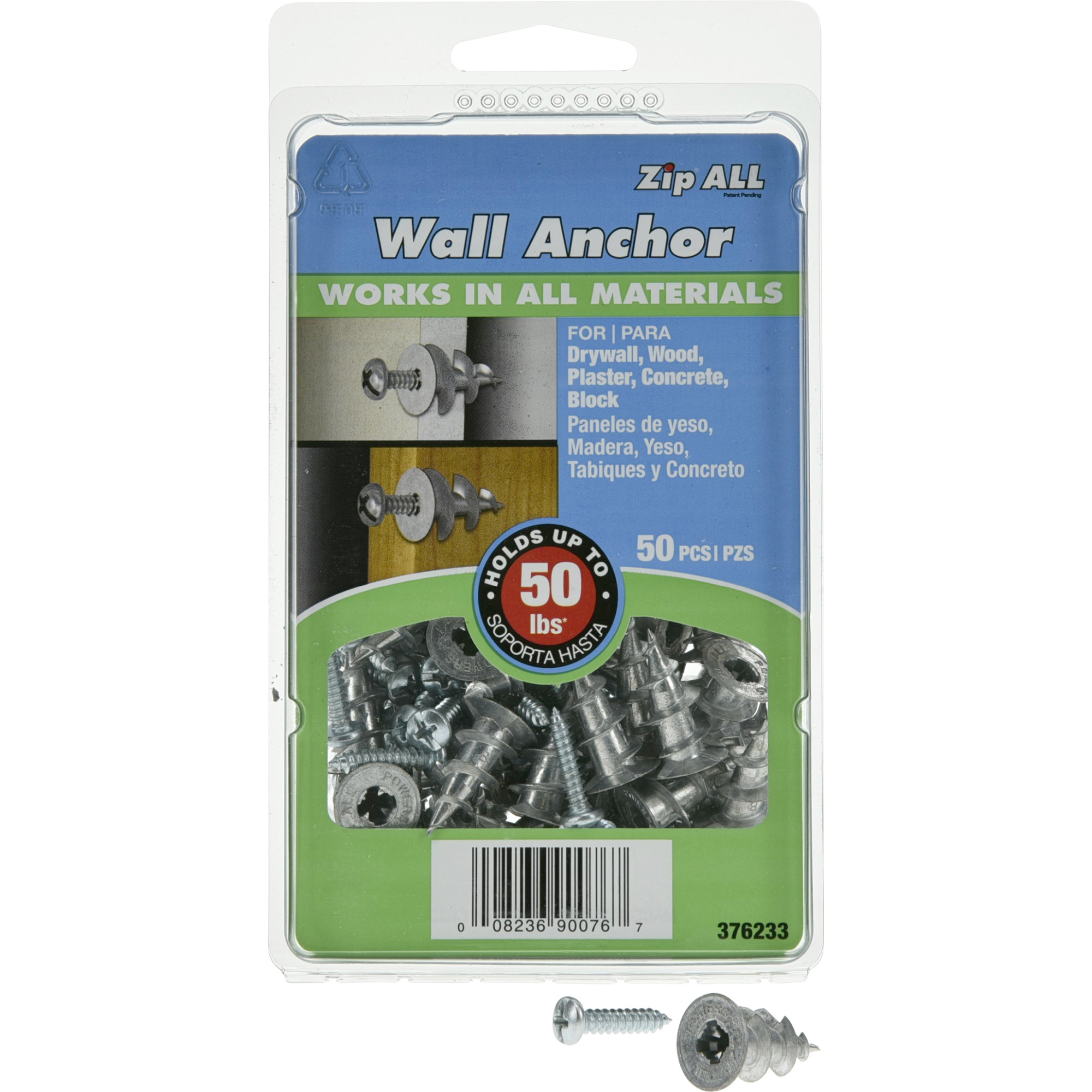 Hillman Zinc Self Drilling Drywall Anchor w/Screws (#8) - 50 pc