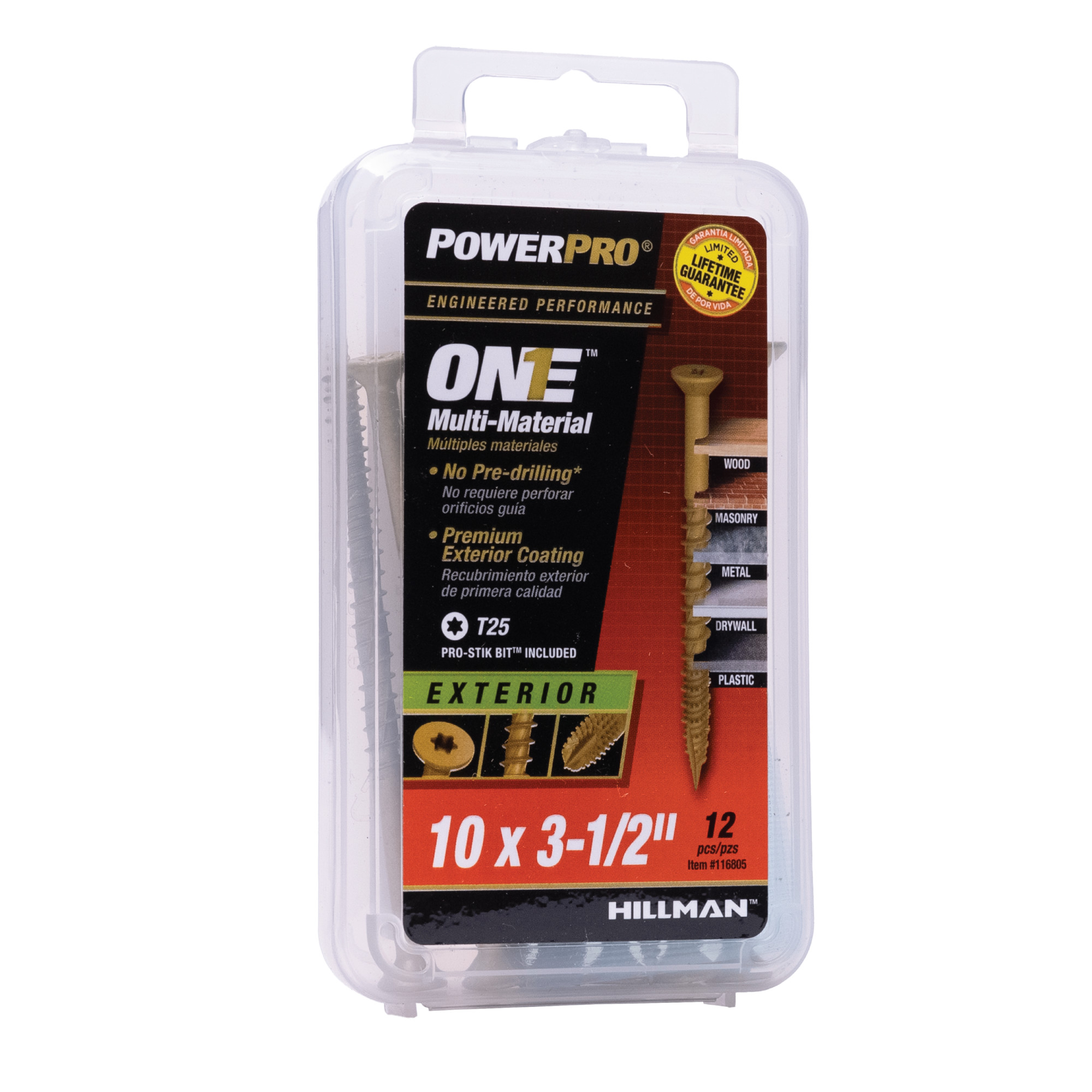 Power Pro ONE Flat Exterior Bronze Multi-Material Screws (#10 x 3-1/2 in.) - 12pc