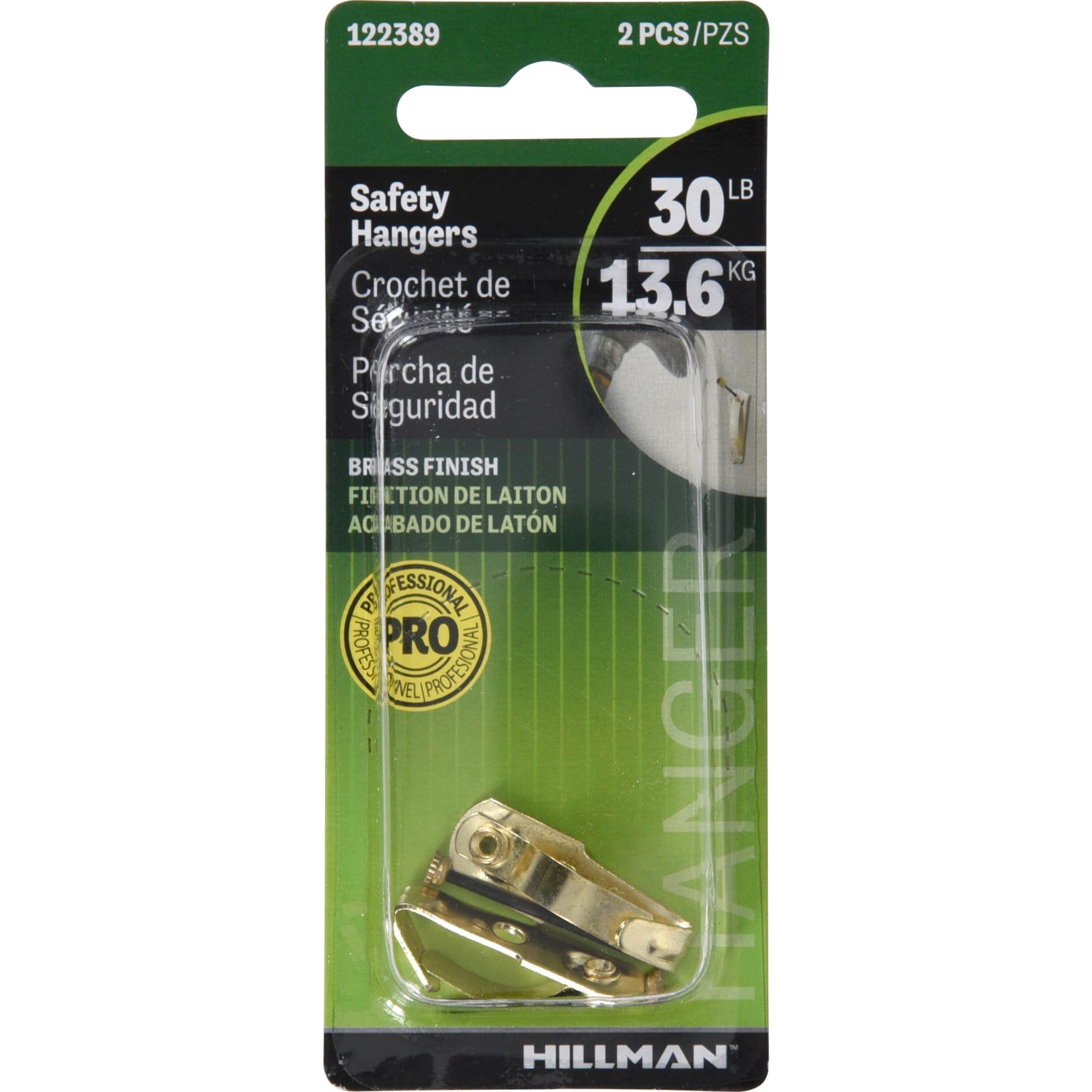 Hillman Professional Safety Picture Hangers Brass 30lb 2 Pack