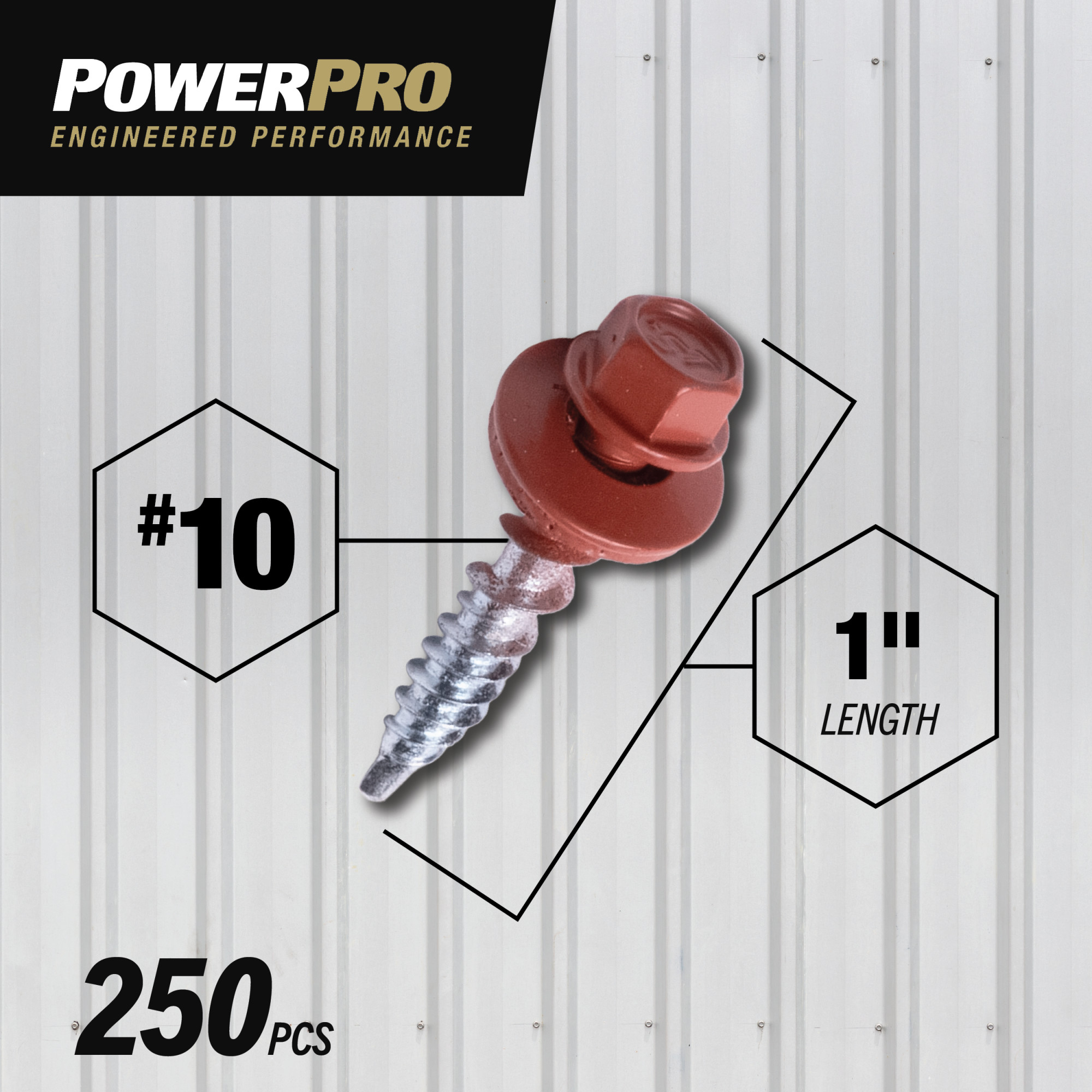 Power Pro Red Self Drilling Metal-to-Wood Roofing Screws (#10 x 1 in.) - 250 pc