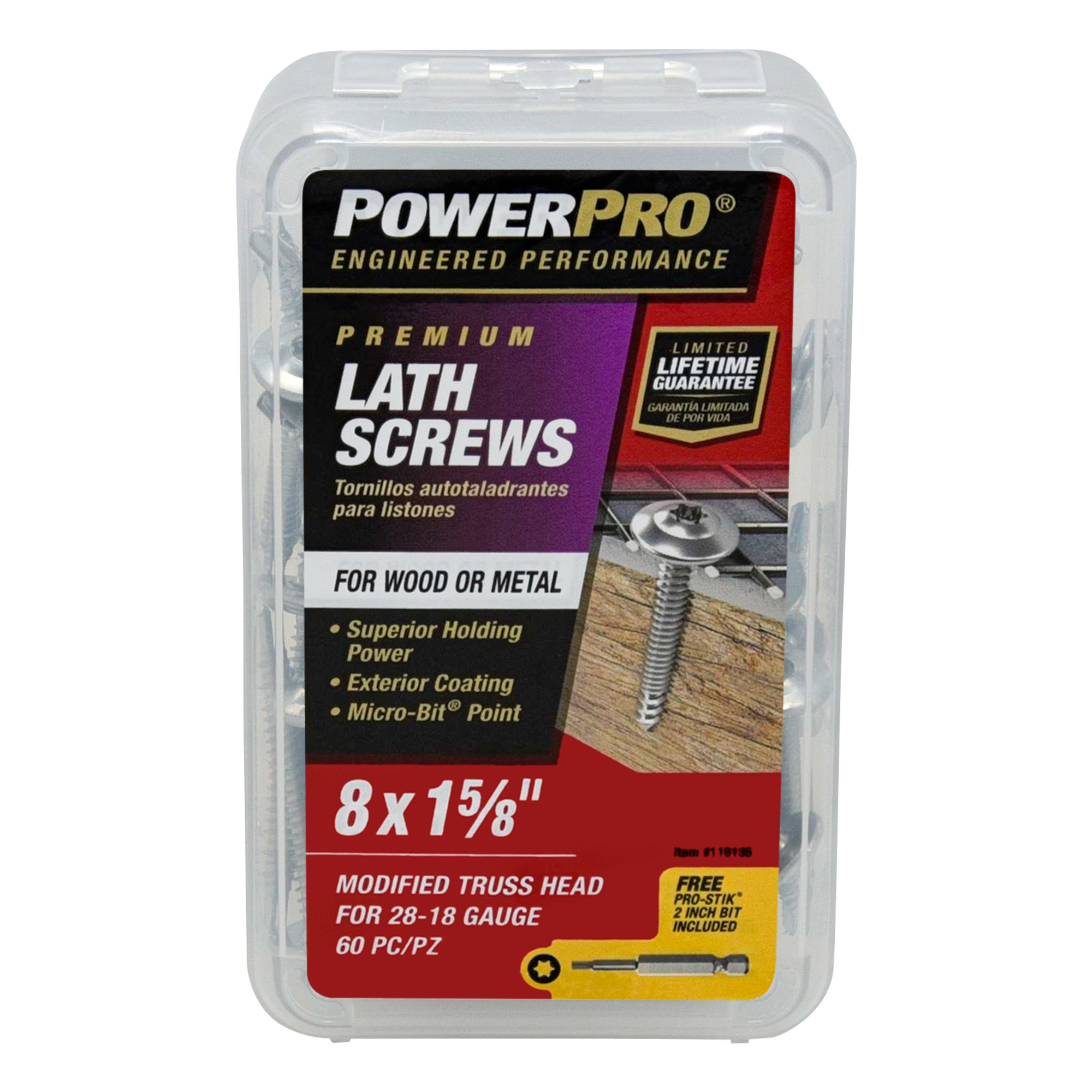 Power Pro Stainless Steel Truss-Head Lath Screws (#8 x 1-5/8 in.) - 1lb Box
