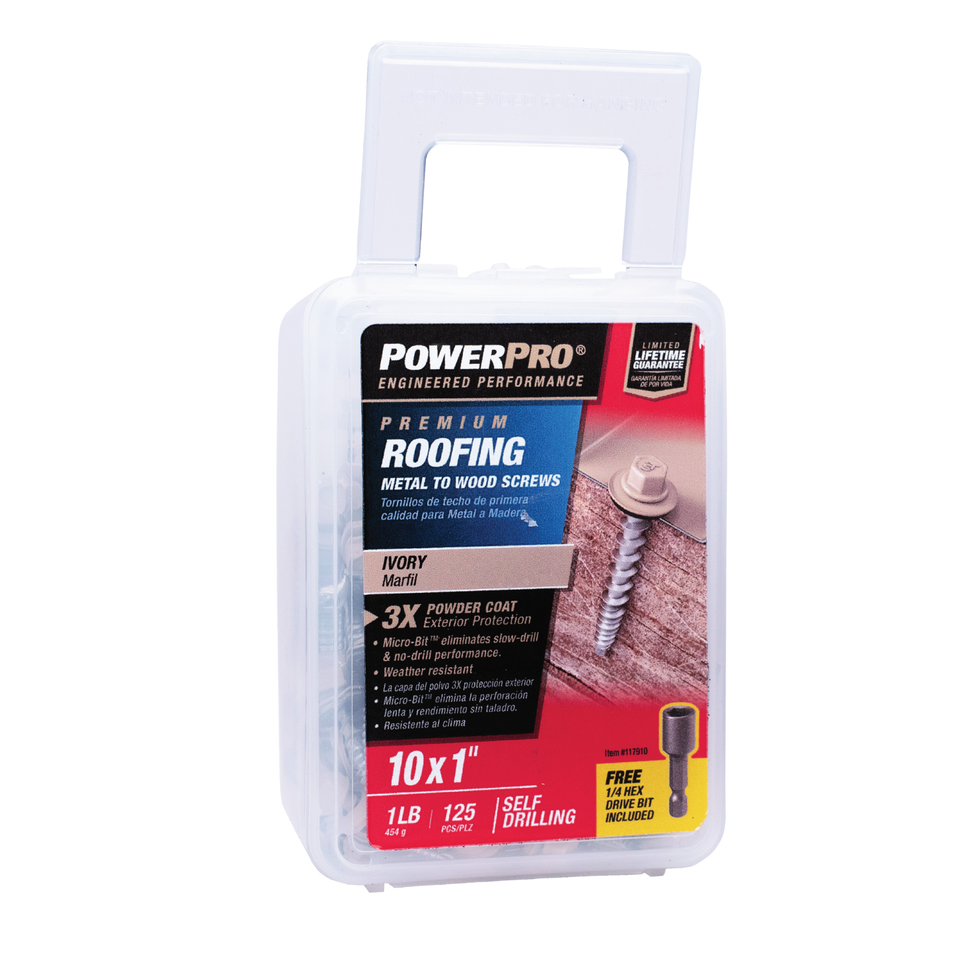 Power Pro Ivory Self Drilling Metal-to-Wood Roofing Screws (#10 x 1 in.) - 125 pc