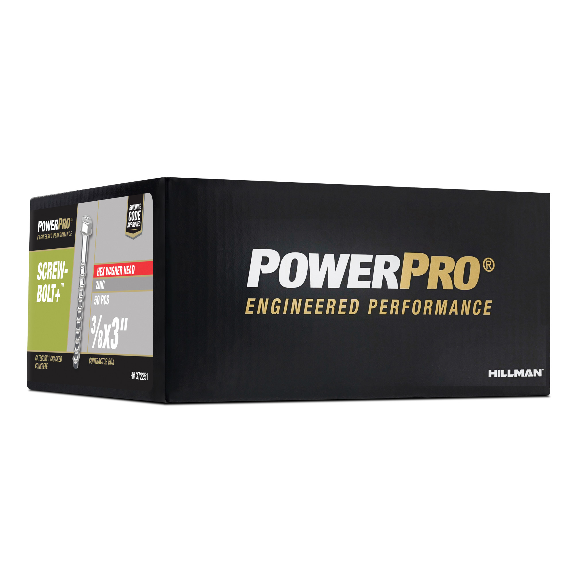 Power Pro Zinc Hex Washer Head Screw-Bolt+ Anchors (3/8 in. x 3 in.) - 50 pc