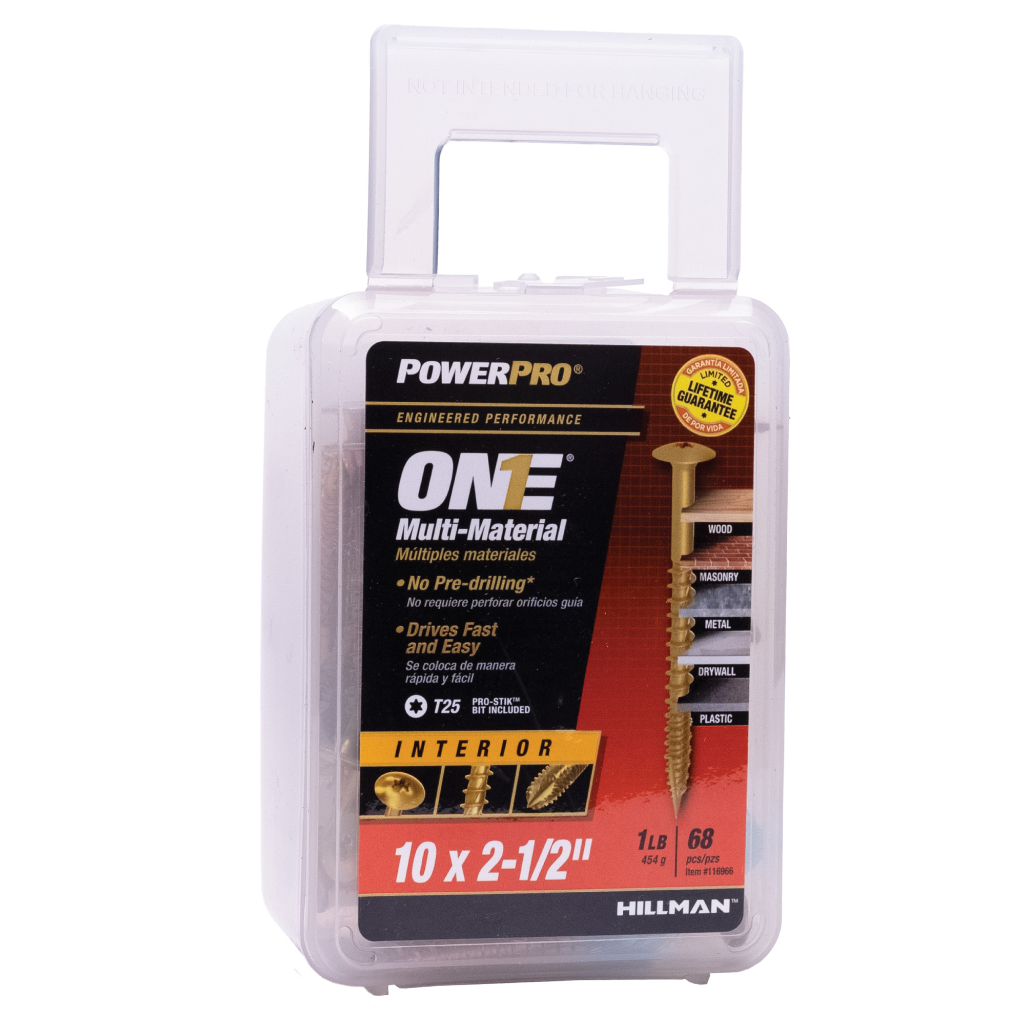 Power Pro ONE Wafer Interior Yellow Zinc Multi-Material Screws (#10x2-1/2 in.)-68pc