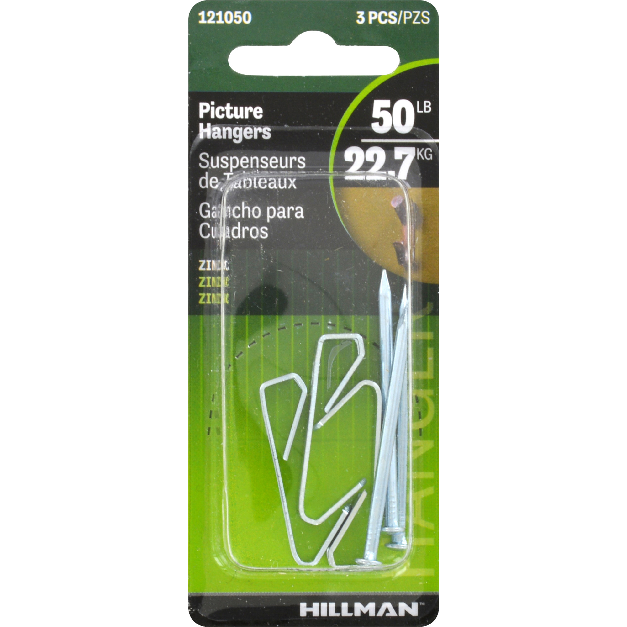 Hillman Conventional Picture Hangers Zinc 50lb 3 Pack
