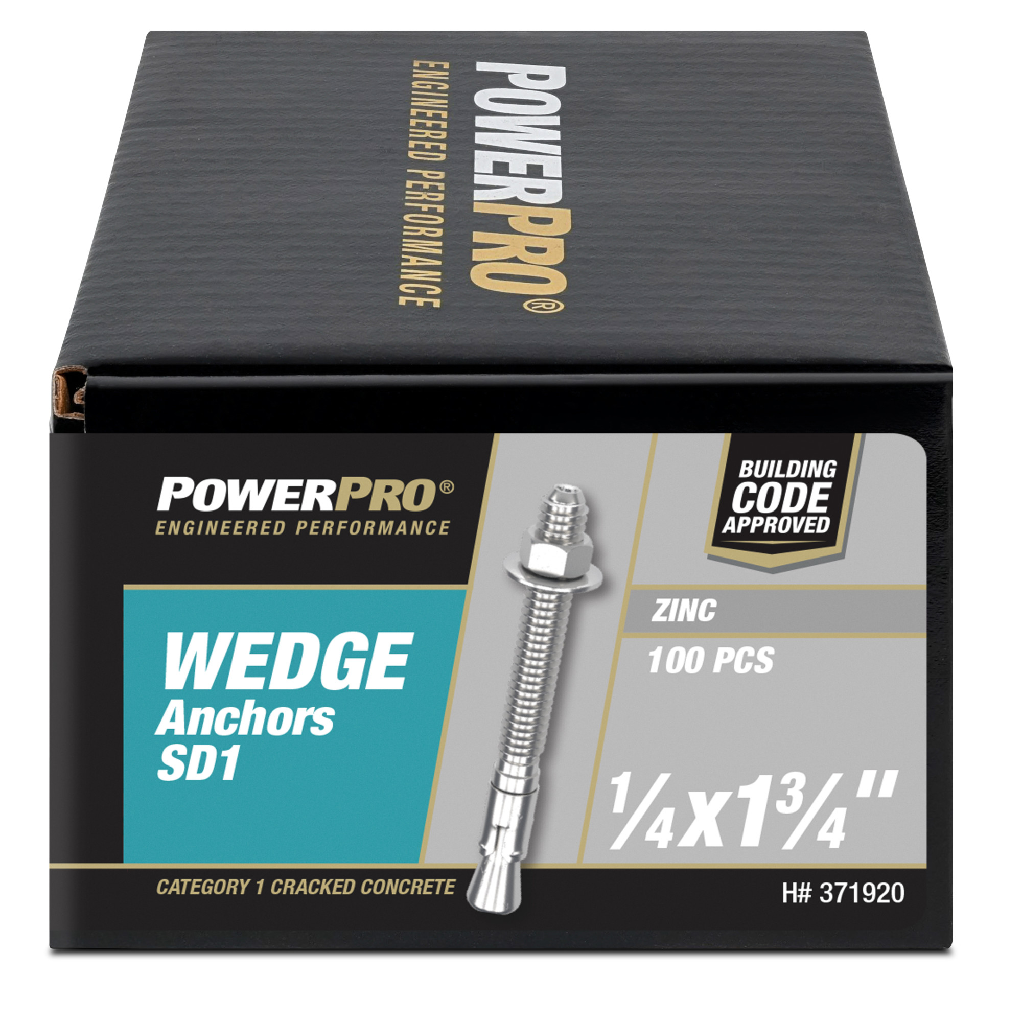 Hillman Zinc Power-Stud+ SD1 Anchor (1/4 in. x 1-3/4 in.) - 100 pc