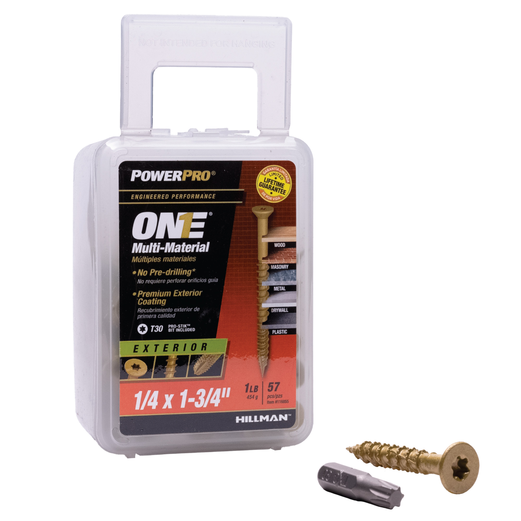 Power Pro ONE Flat Exterior Bronze Multi-Material Screws (1/4 in. x 1-3/4 in.) - 57 pc