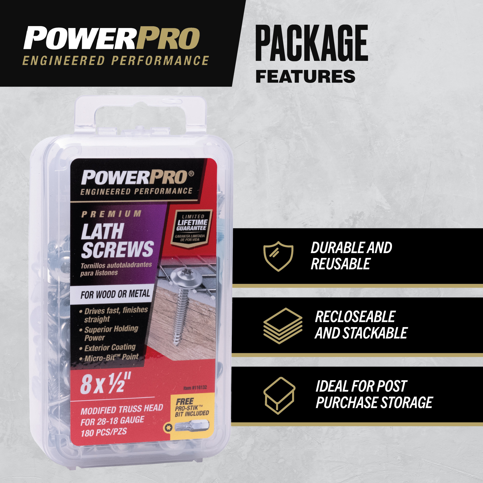 Power Pro Stainless Steel Truss-Head Lath Screws (#8 x 1/2 in.) - 1lb Box