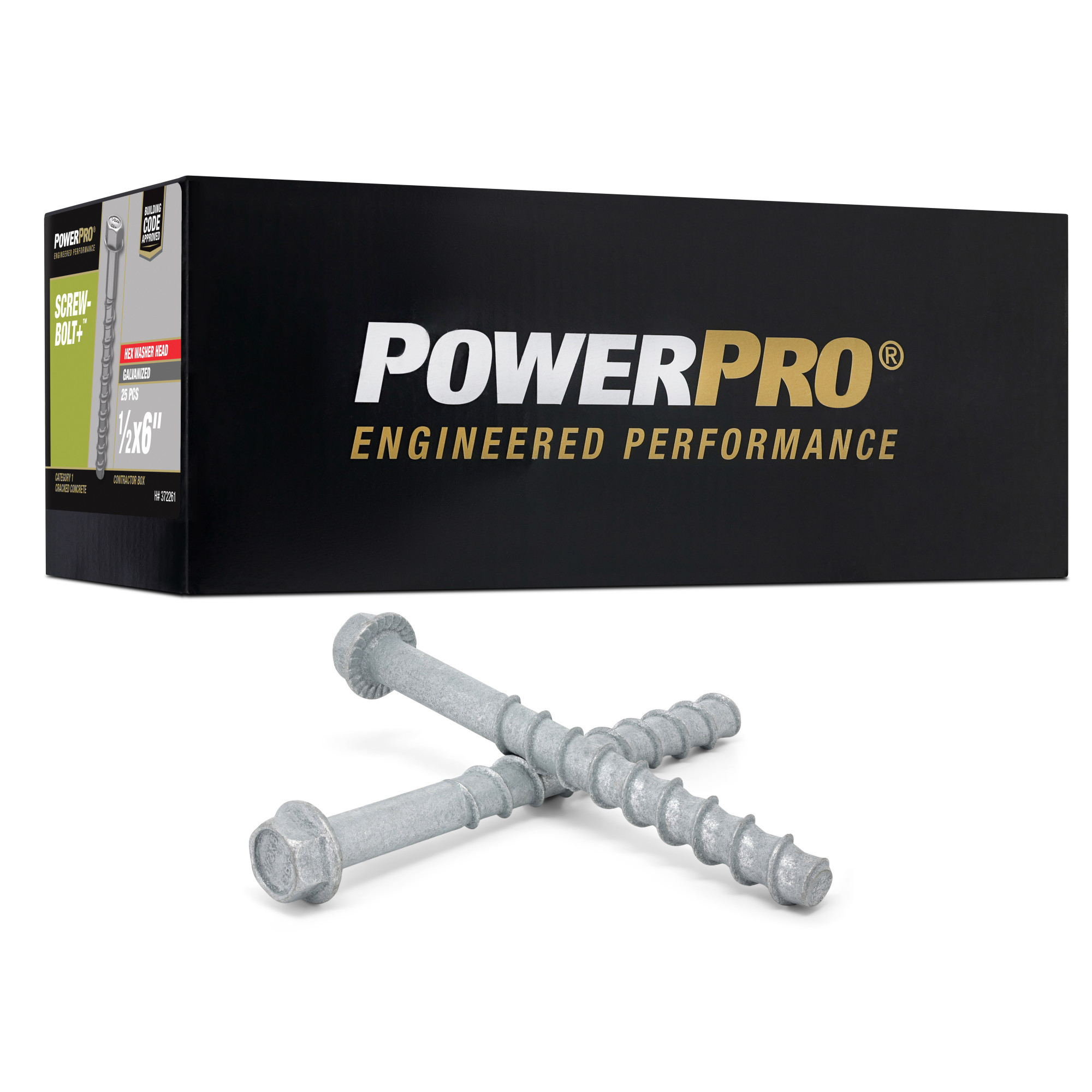 Power Pro Galvanized Hex Washer Head Screw-Bolt+ Anchors (1/2 in. x 6 in.) - 25 pc