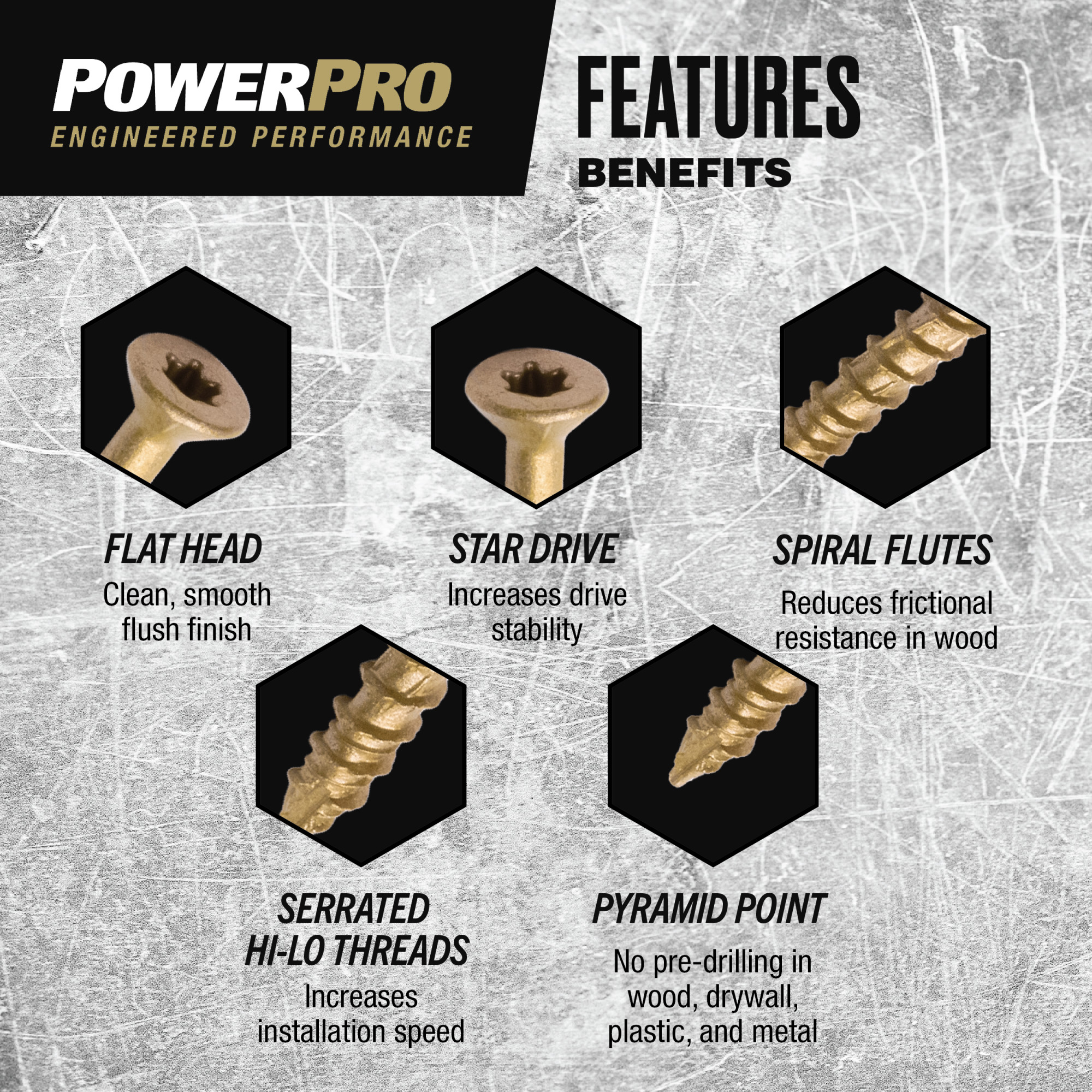 Power Pro ONE Flat Exterior Bronze Multi-Material Screws (#10 x 1-1/2 in.) - 122 pc