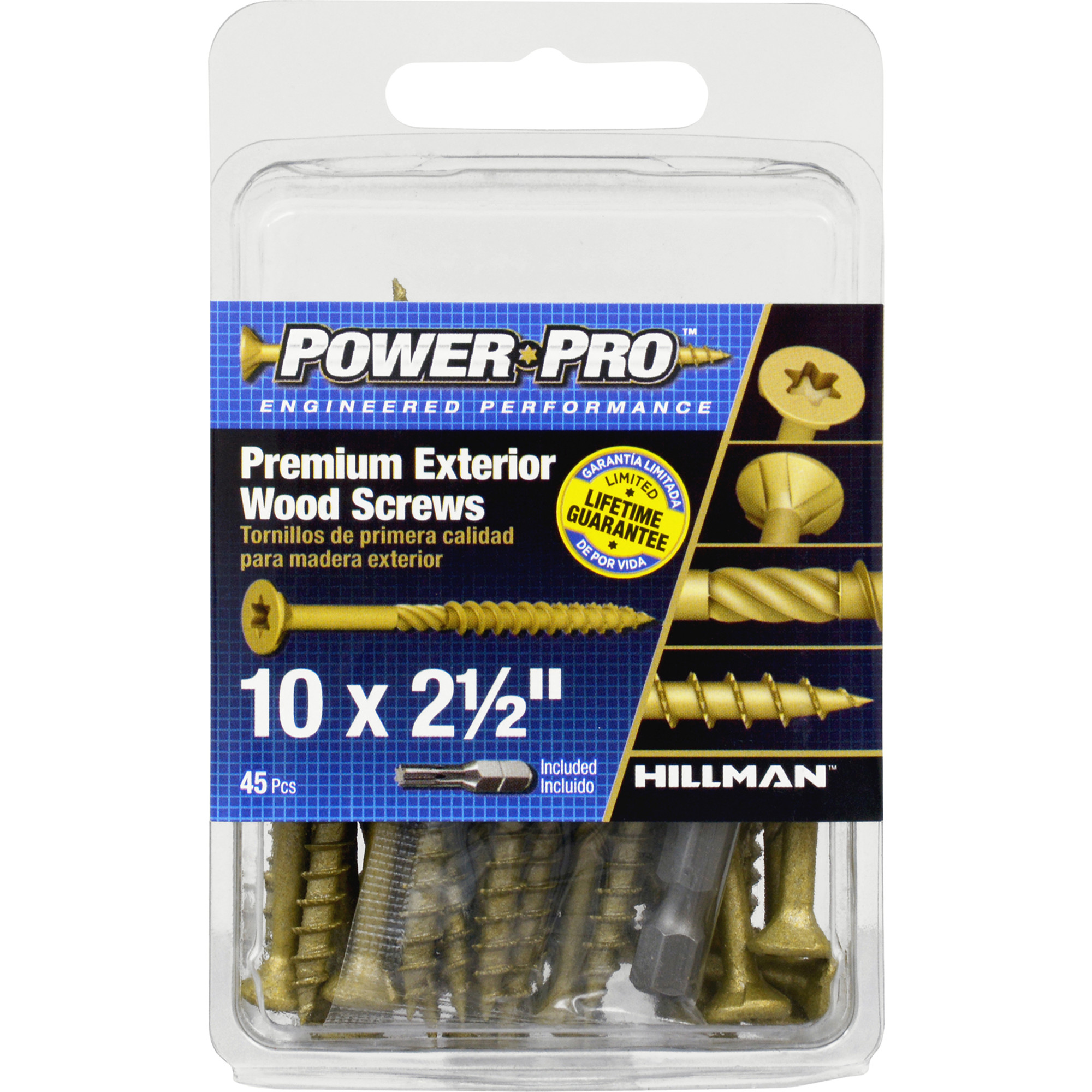Power Pro Premium Bronze Exterior Wood Screws (#10 x 2-1/2 in.) - 45 pc