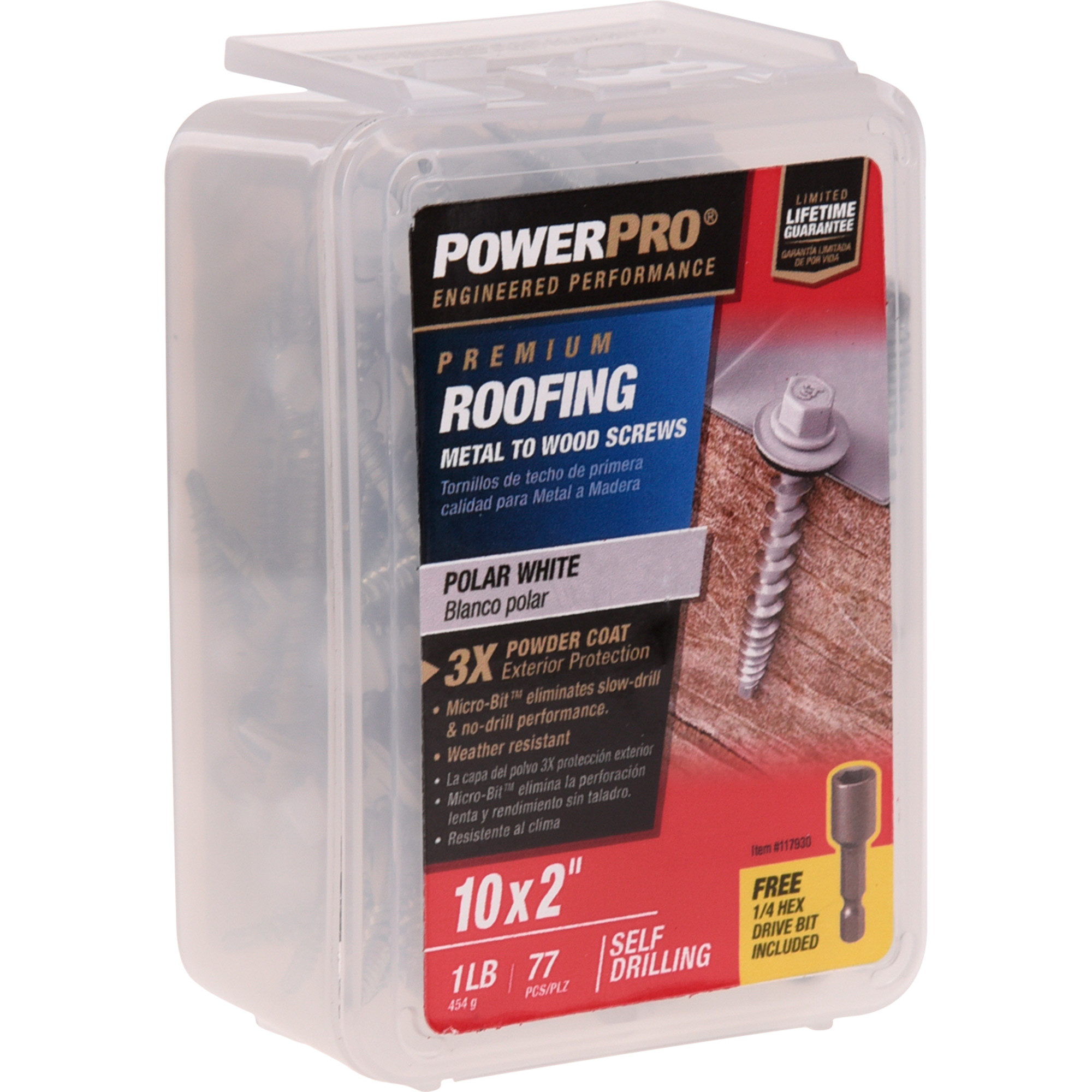 Power Pro White Self Drilling Metal-to-Wood Roofing Screws (#10 x 2 in.) - 77 pc