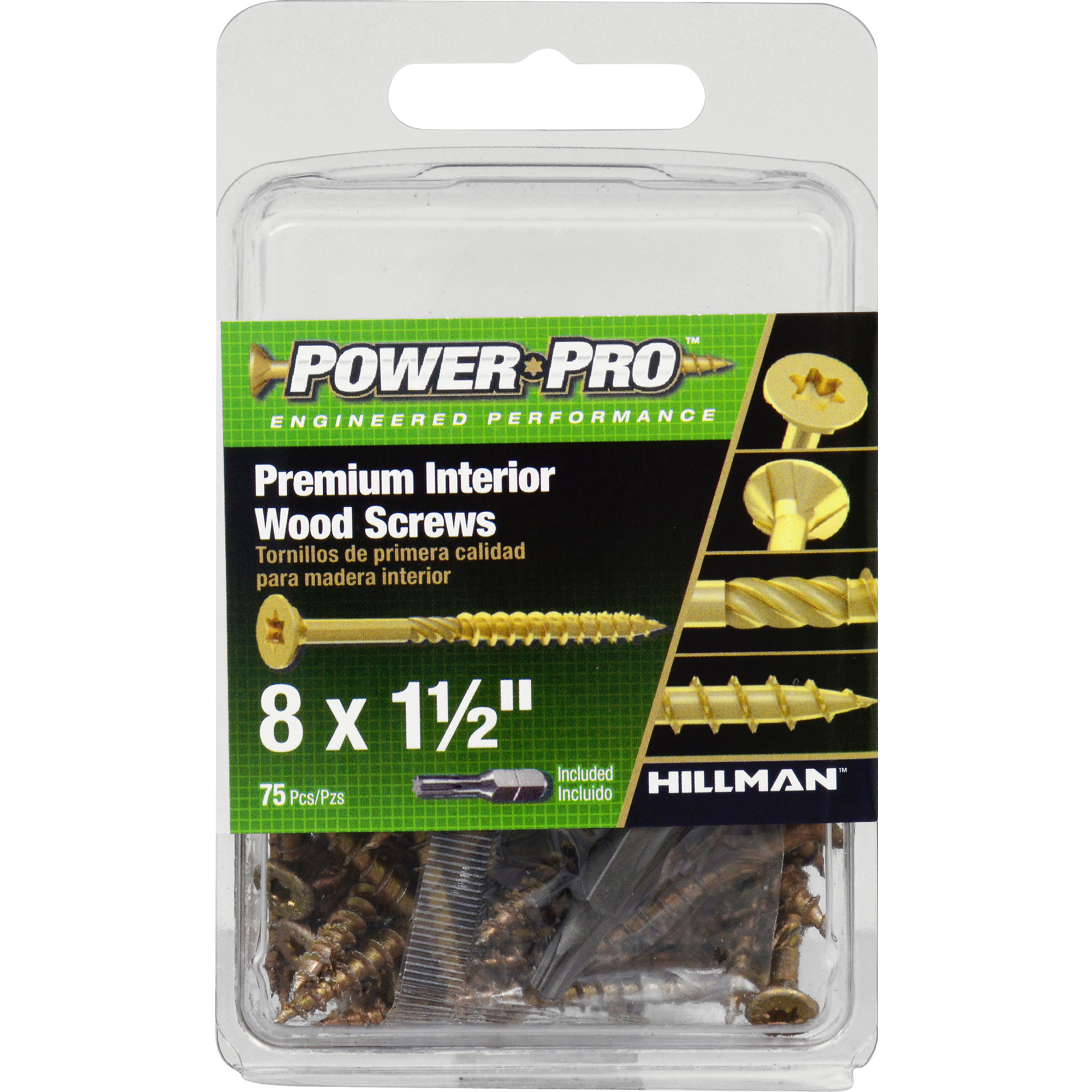 Power Pro Premium Interior Wood Screws (#8 x 1-1/2 in.) - 75 pc