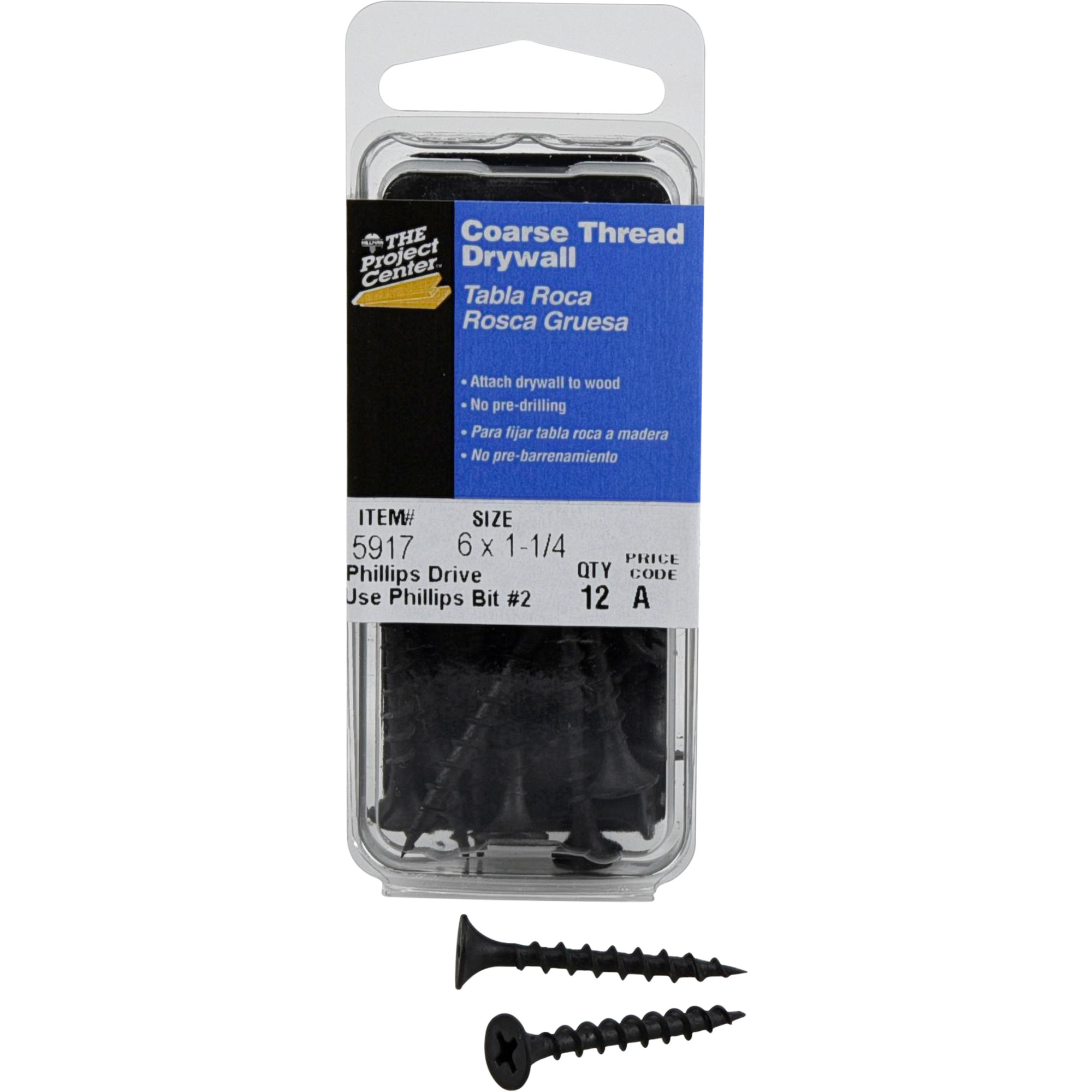 Project Center Coarse Thread Drywall Screws (#6 x 1-1/4 in.) - 12 pcv