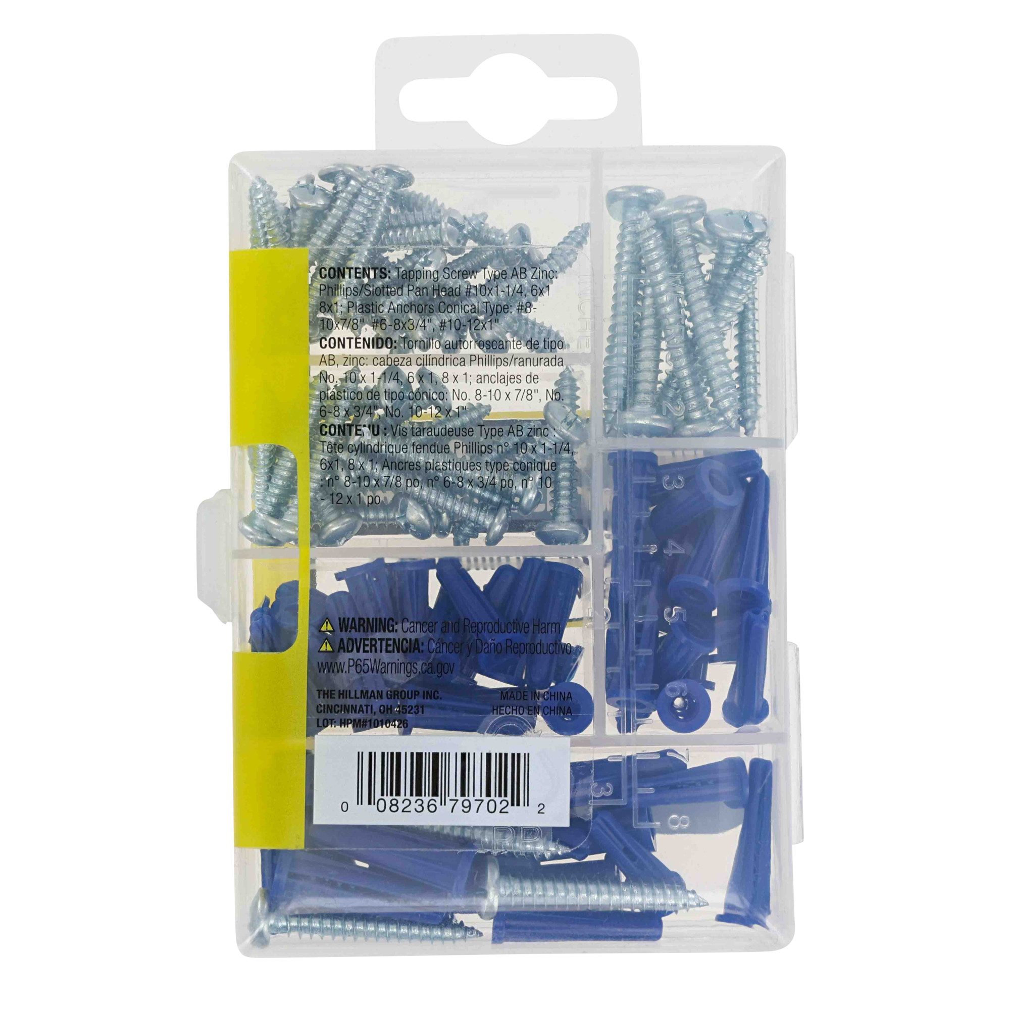 Hillman Plastic Anchor with Screws Kit (Small) - 100 pc
