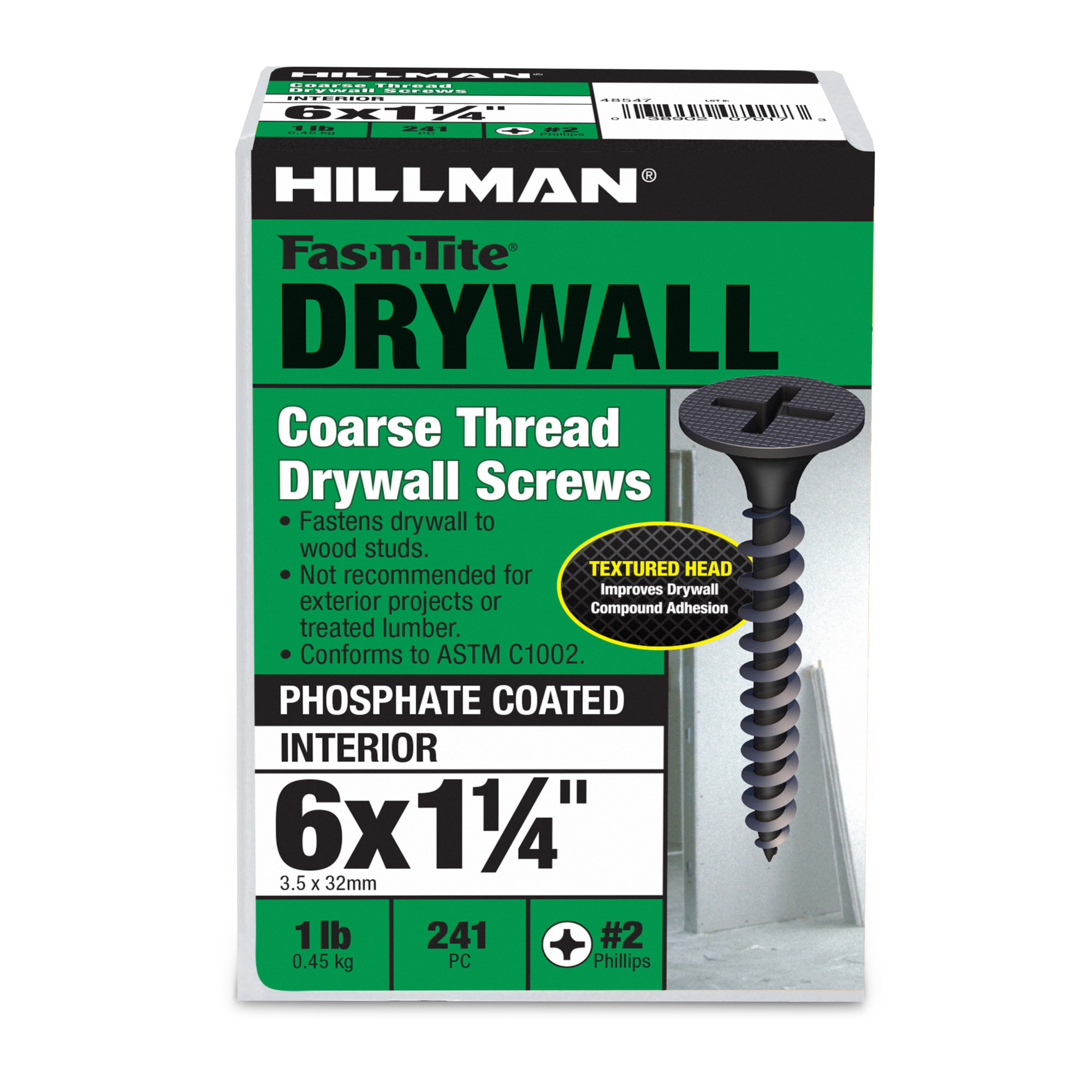 Hillman Coarse Thread Drywall Screws (#6 x 1-1/4 in.) - 1lb Box