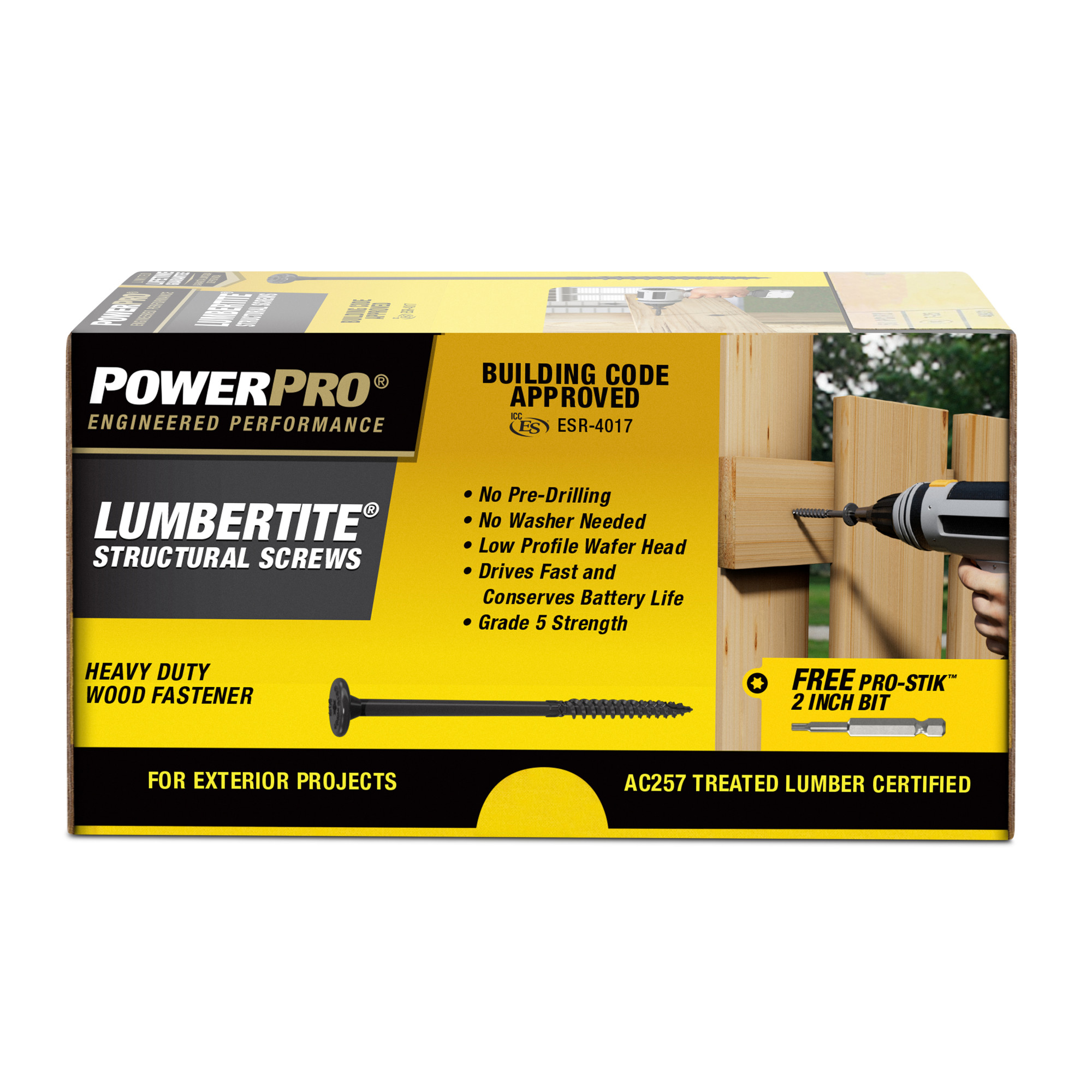 Power Pro Black Lumber-Tite Structural Screws (1/4 in. x 2-7/8 in.) - 45 pc