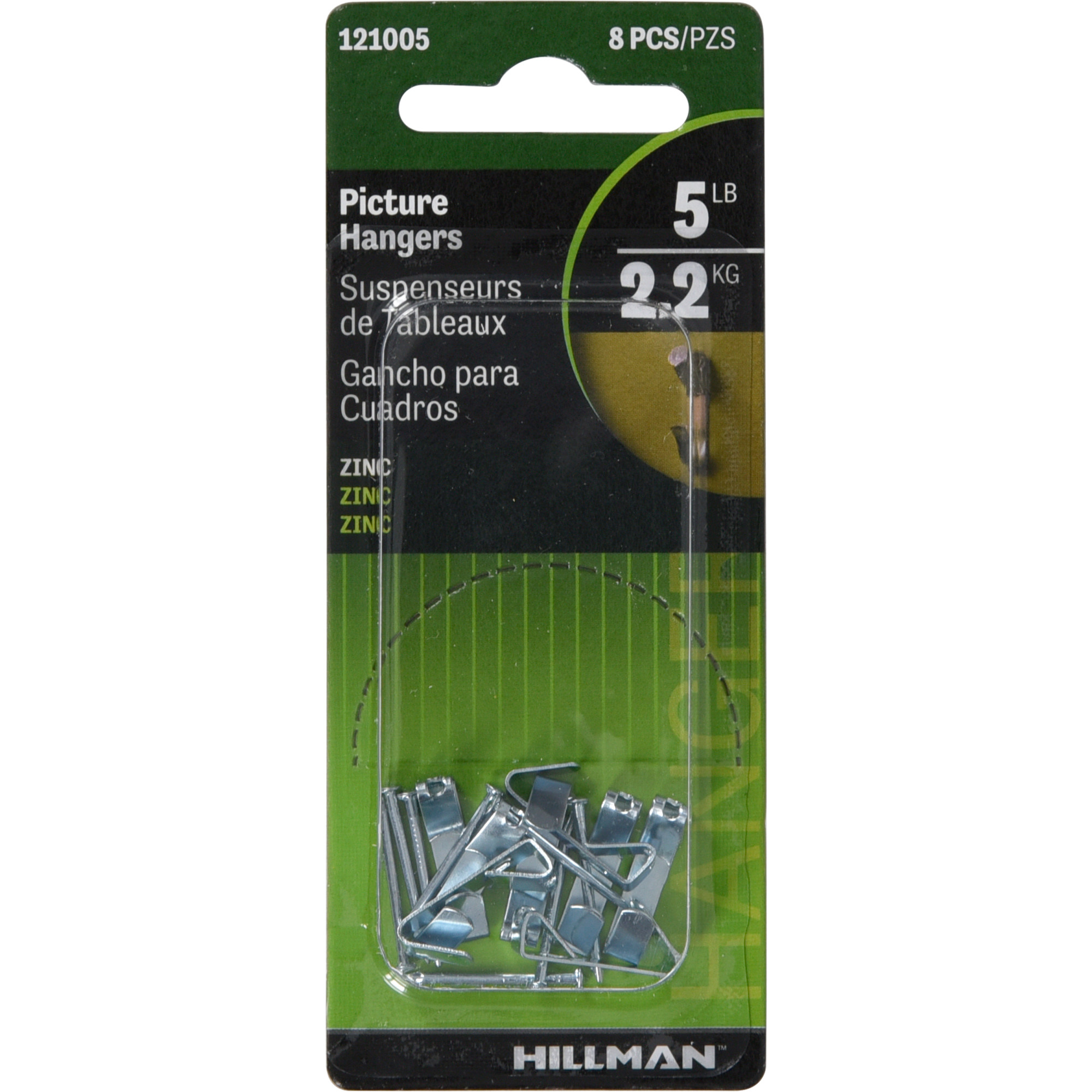 Hillman Conventional Picture Hangers Zinc 5lb 8 Pack