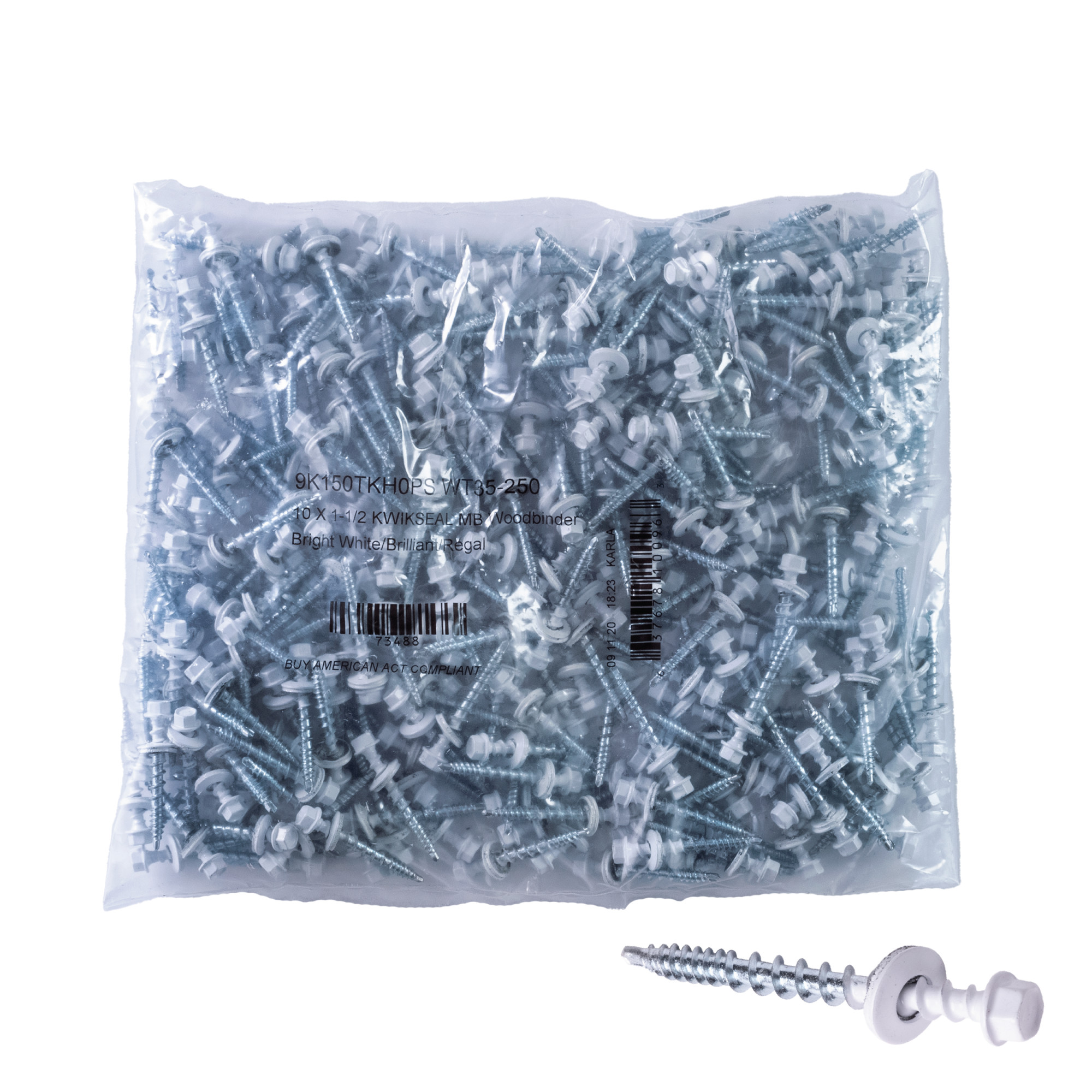 Power Pro White Self Drilling Metal-to-Wood Roofing Screws (#10 x 1-1/2 in.)-250 pc