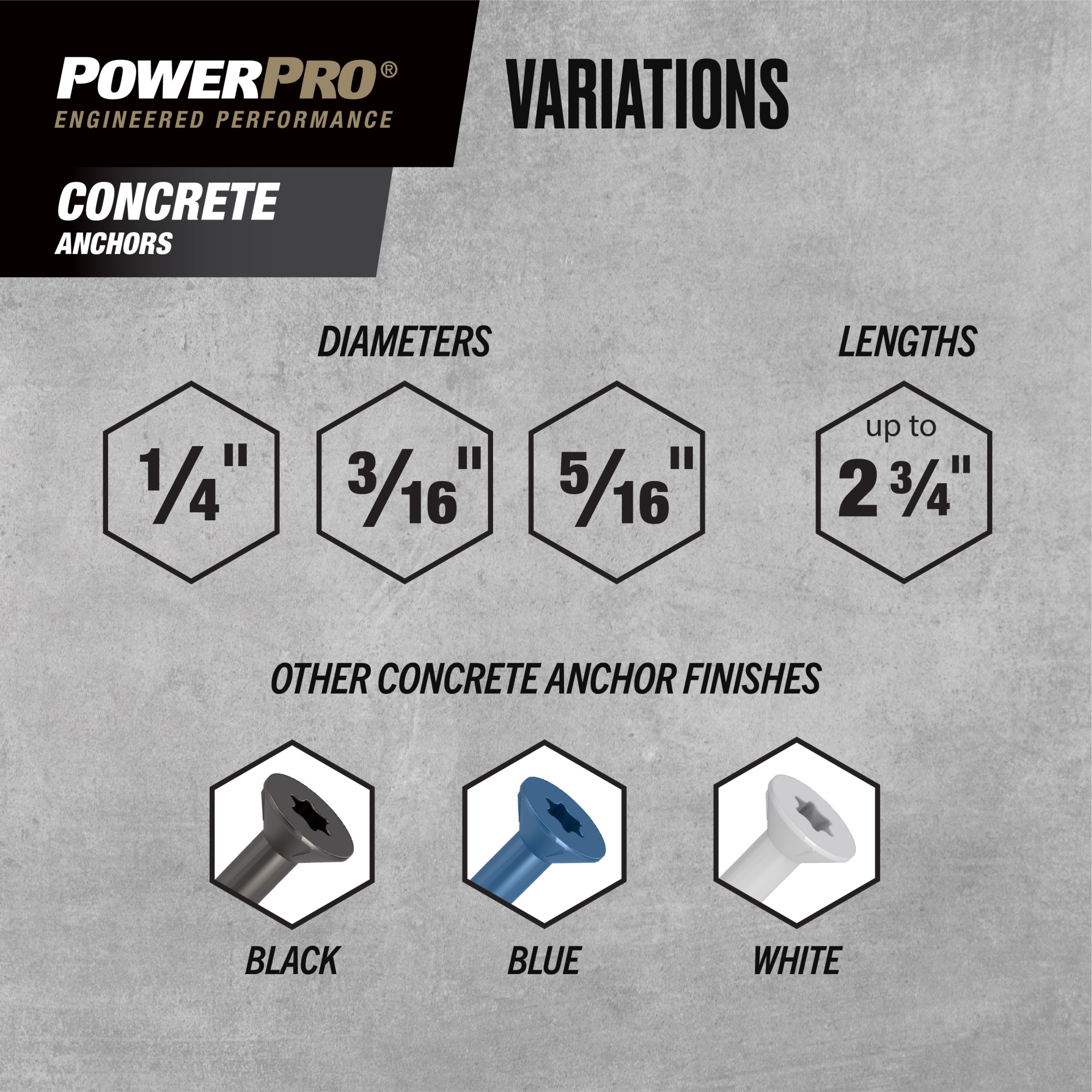 Power Pro 410 Stainless Flat Concrete Screw Anchor (3/16 in. x 1-1/4 in.) 100 pc