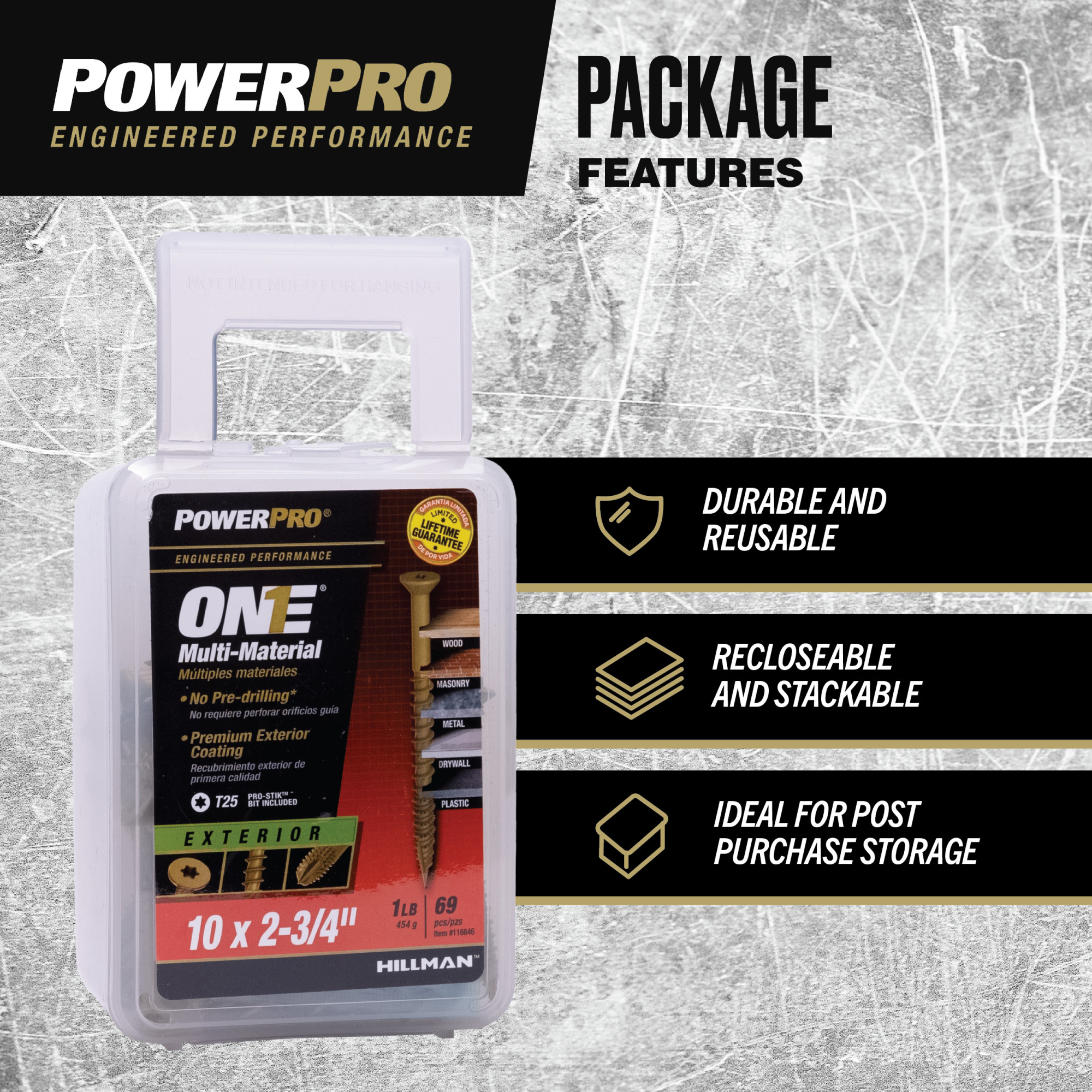 Power Pro ONE Flat Exterior Bronze Multi-Material Screws (#10 x 2-3/4 in.) - 69 pc