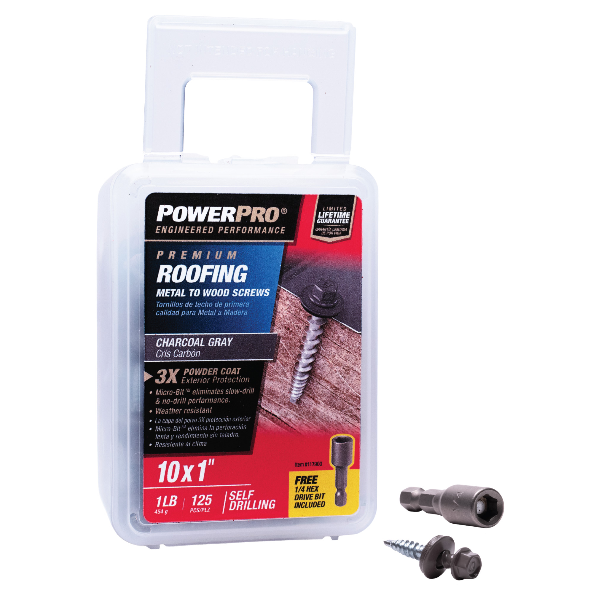 Power Pro Gray Self Drilling Metal-to-Wood Roofing Screws (#10 x 1 in.) - 125 pc