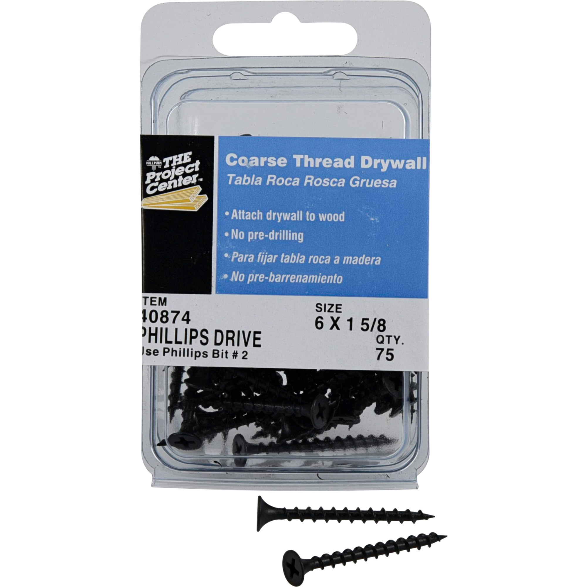 Hillman Coarse Thread Drywall Screws (#6 x 1-5/8 in.) - 75 pc