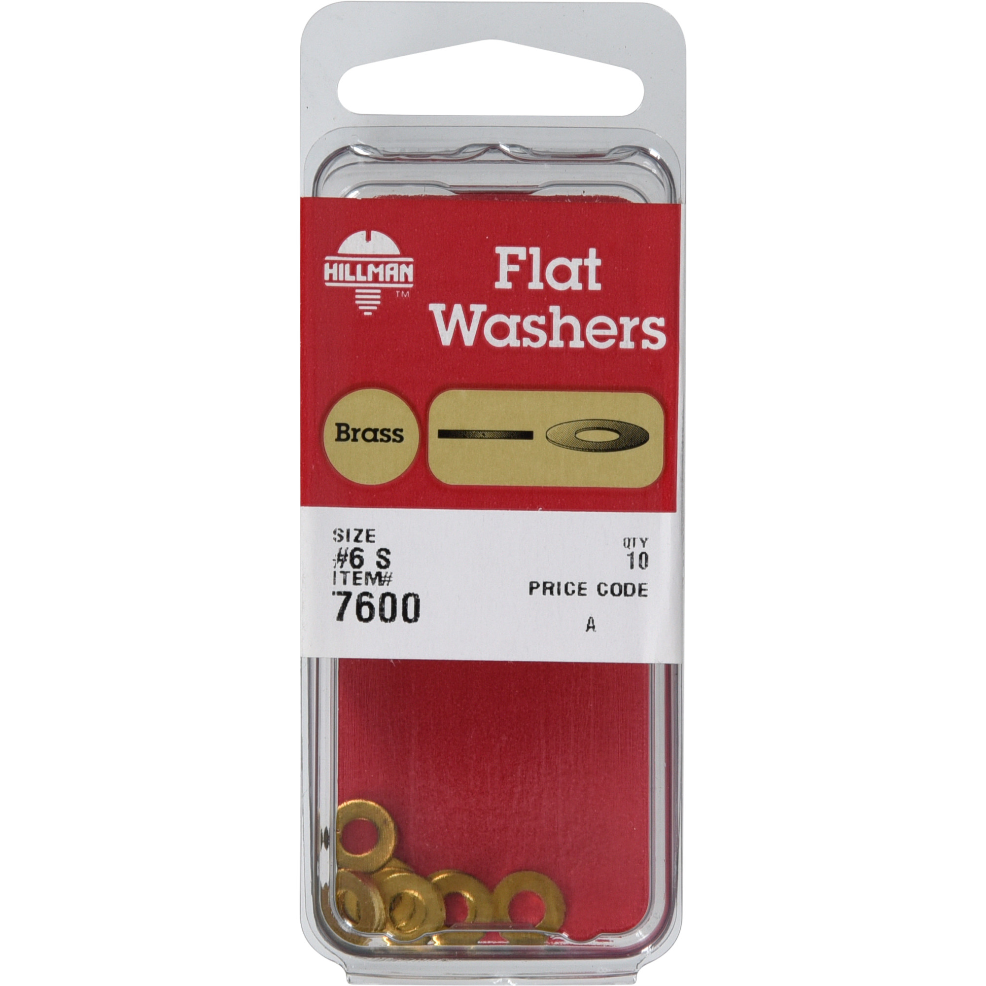 Hillman Brass Flat Washers #6S