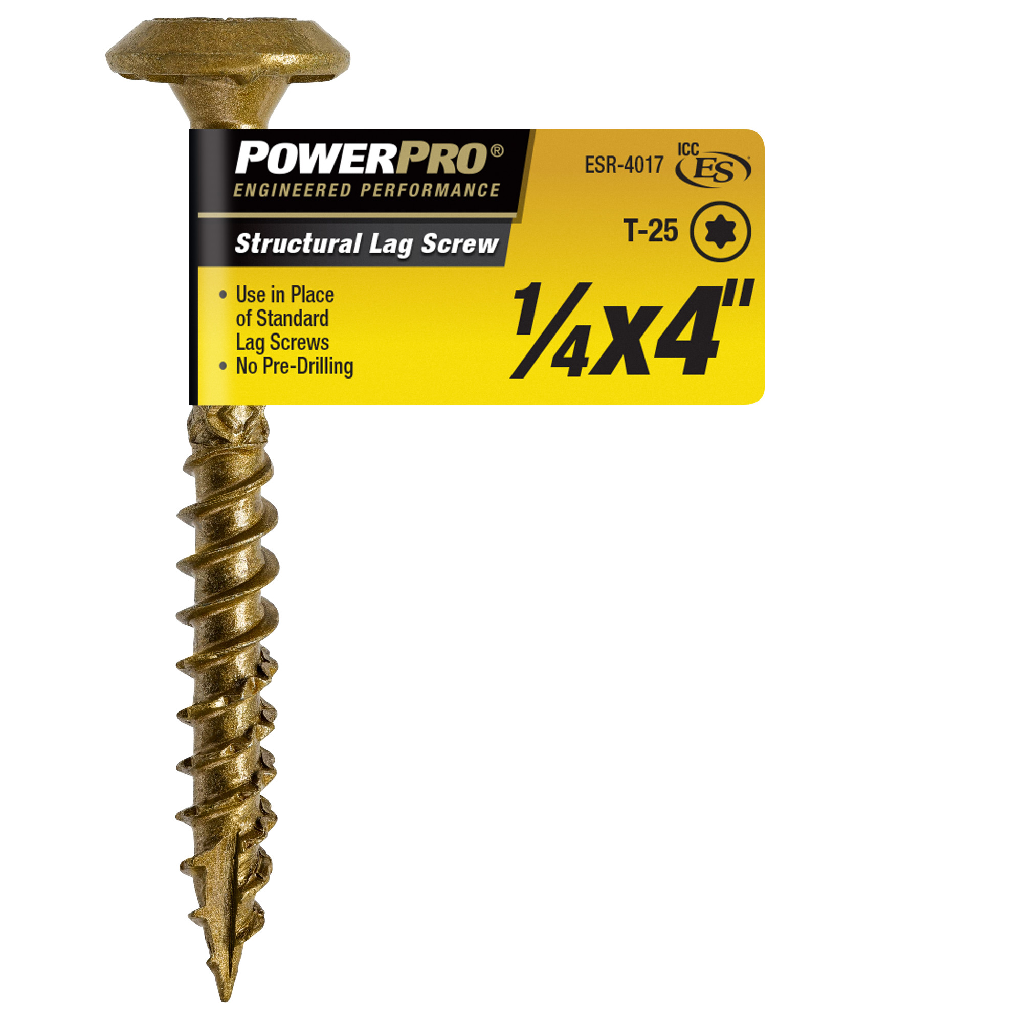 Power Pro Bronze Structural Lag Screws (1/4 in. x 4 in.) - 1 pc